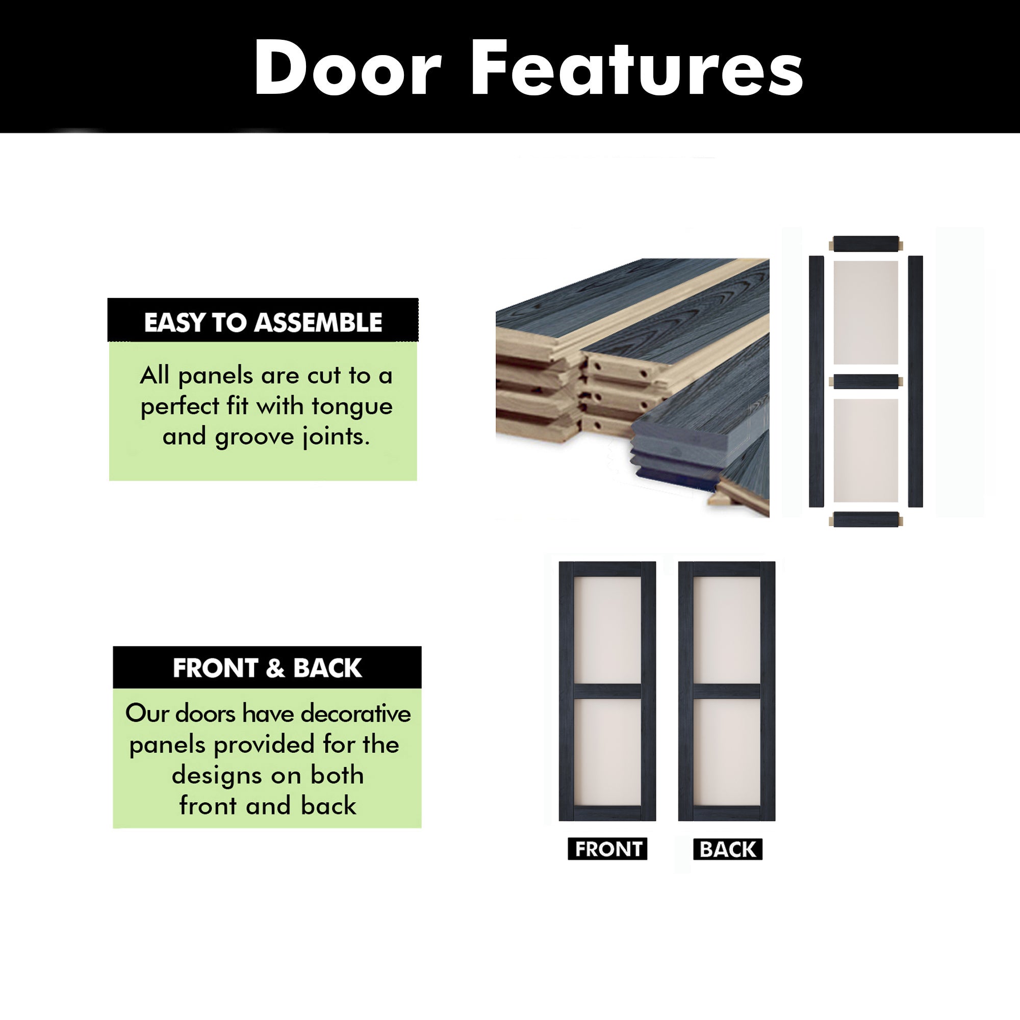 80" Height Navy 2-Lite Frosted Glass Unassembled & Finished Pine Wood Barn Door (Interior Use Only)