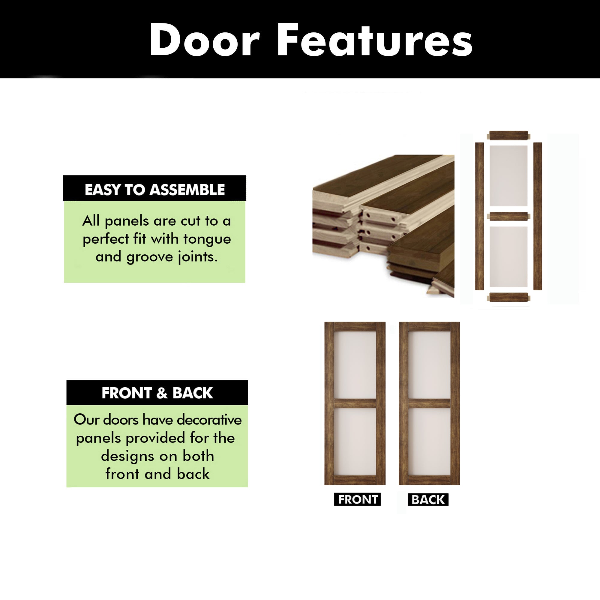 80" Height Dark Walnut 2-Lite Frosted Glass Unassembled & Finished Pine Wood Barn Door (Interior Use Only)