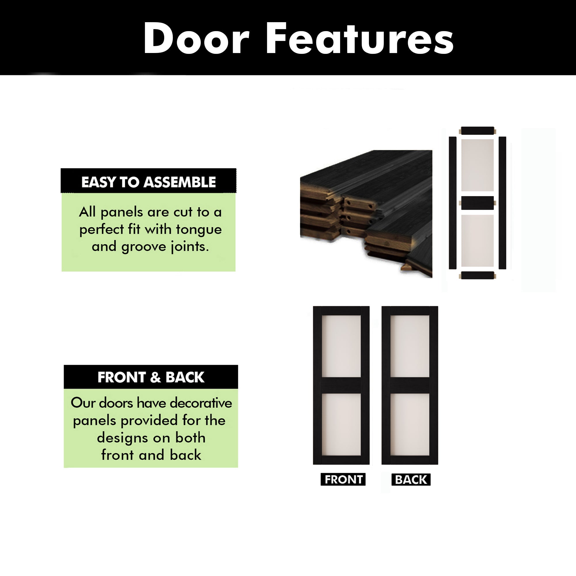 84" Height Black 2-Lite Frosted Glass Unassembled & Finished Pine Wood Barn Door (Interior Use Only)