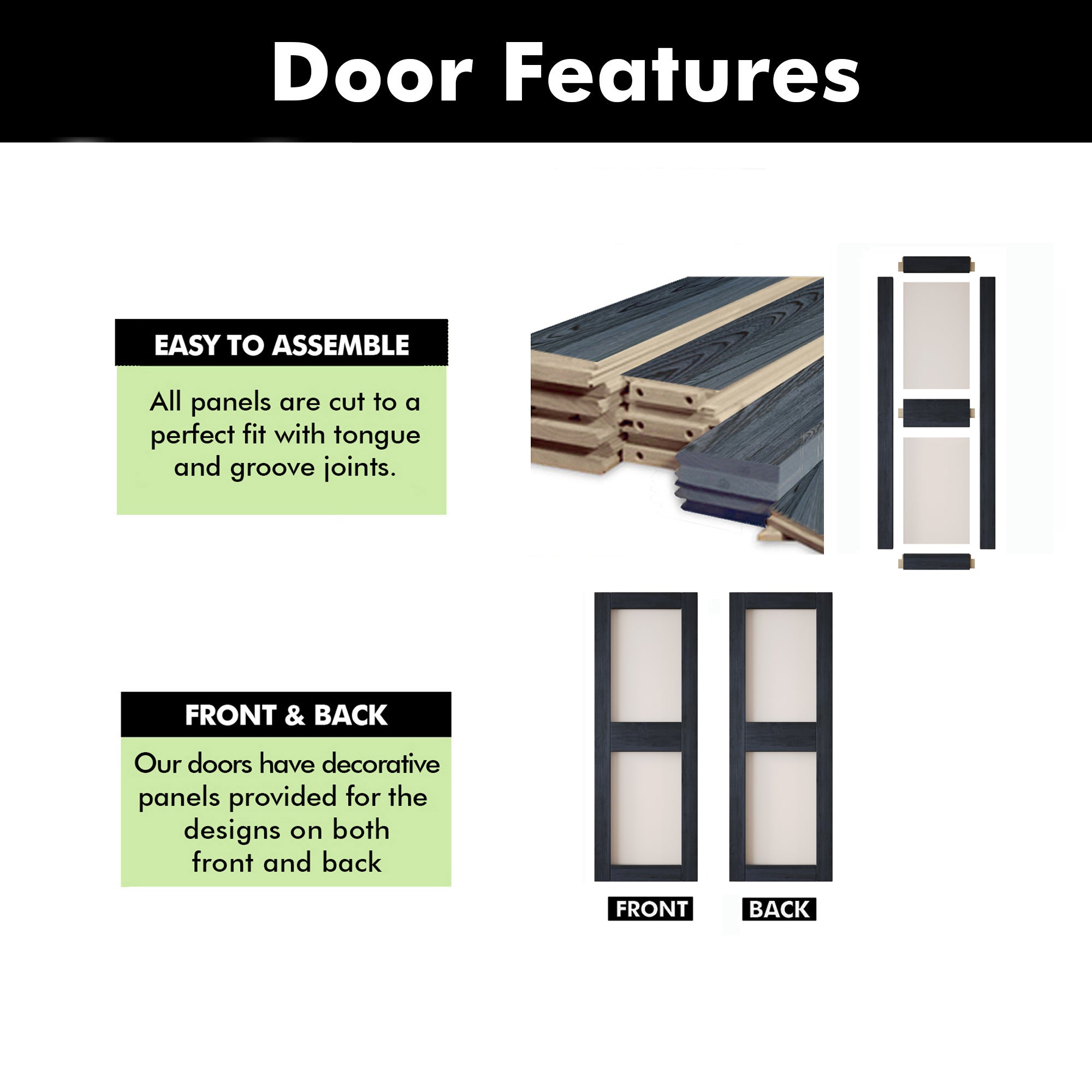 84" Height Navy 2-Lite Frosted Glass Unassembled & Finished Pine Wood Barn Door (Interior Use Only)