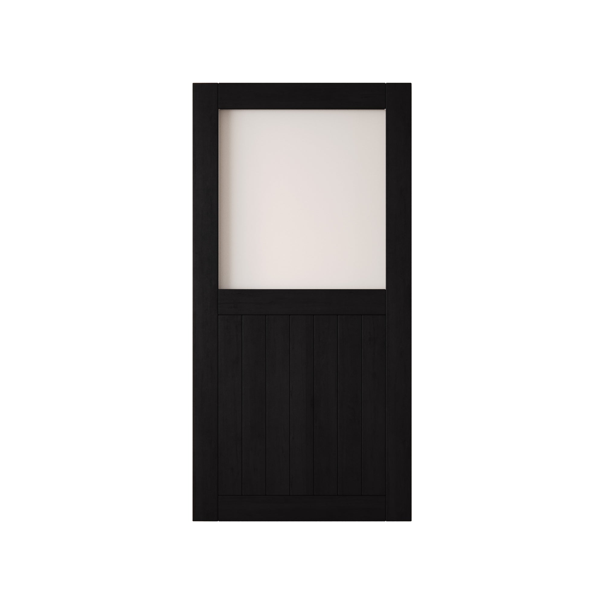 80" Height Black Half Lite Frosted Glass Unassembled & Finished Pine Wood Barn Door (Interior Use Only)