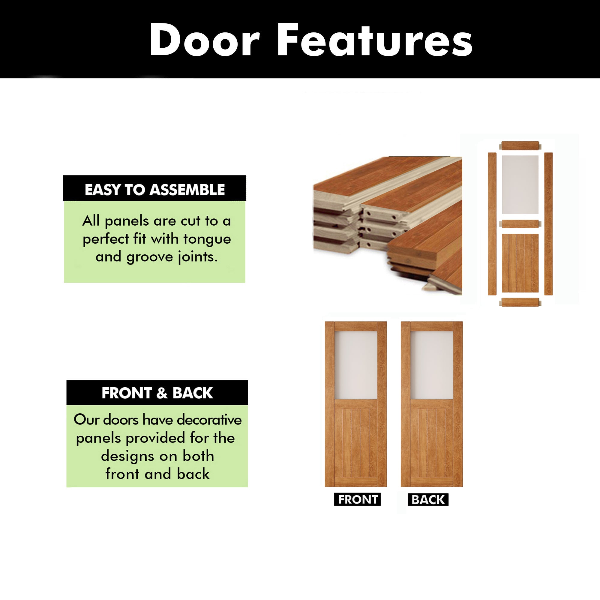 80" Height Early American Half Lite Frosted Glass Unassembled & Finished Pine Wood Barn Door (Interior Use Only)