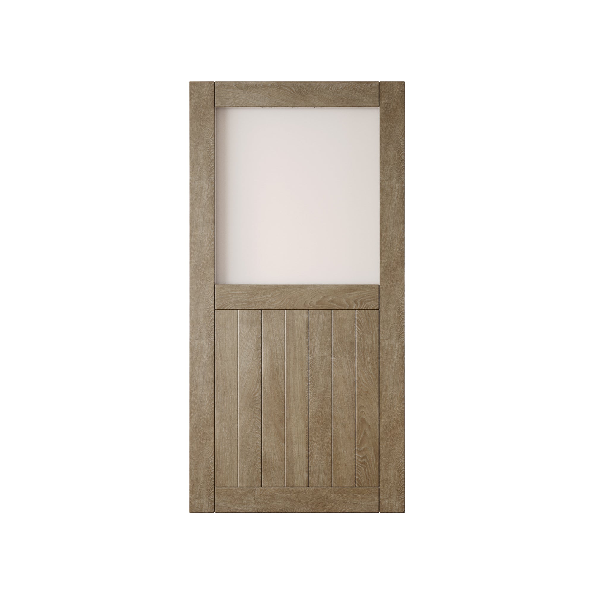 80" Height Classic Gray Half Lite Frosted Glass Unassembled & Finished Pine Wood Barn Door (Interior Use Only)