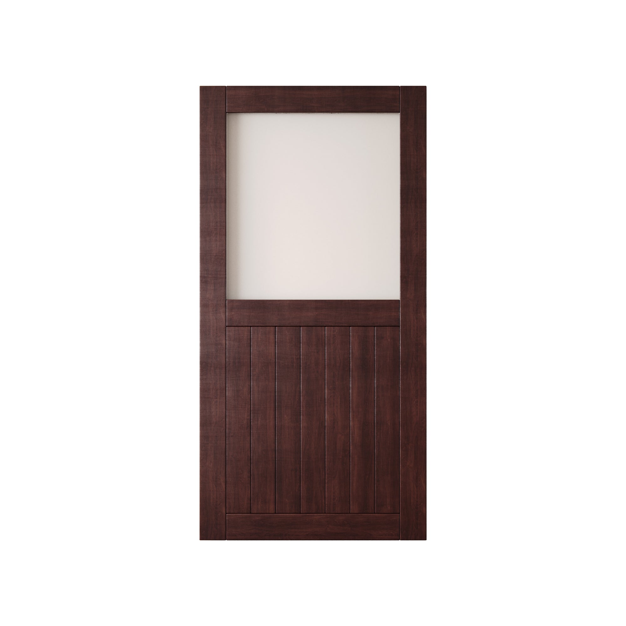 80" Height Red Mahogany Half Lite Frosted Glass Unassembled & Finished Pine Wood Barn Door (Interior Use Only)