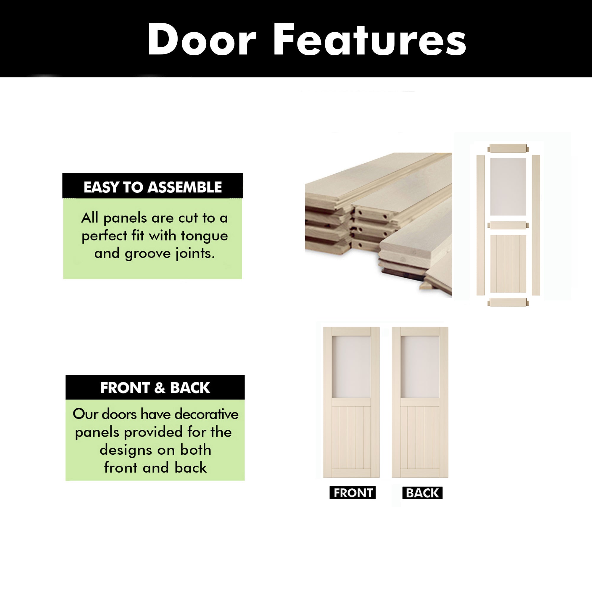 80" Height Tinsmith Gray Half Lite Frosted Glass Unassembled & Finished Pine Wood Barn Door (Interior Use Only)