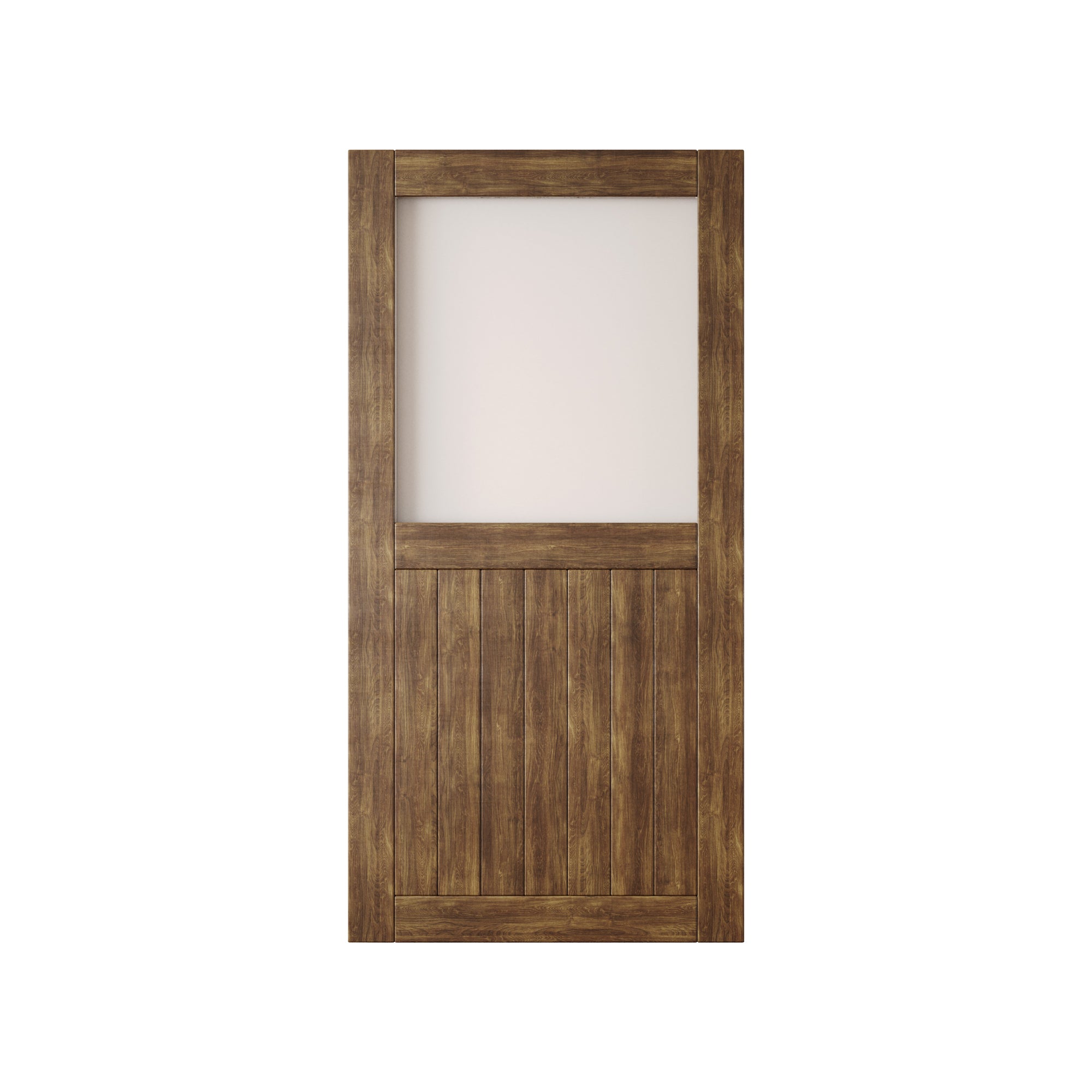 80" Height Dark Walnut Half Lite Frosted Glass Unassembled & Finished Pine Wood Barn Door (Interior Use Only)