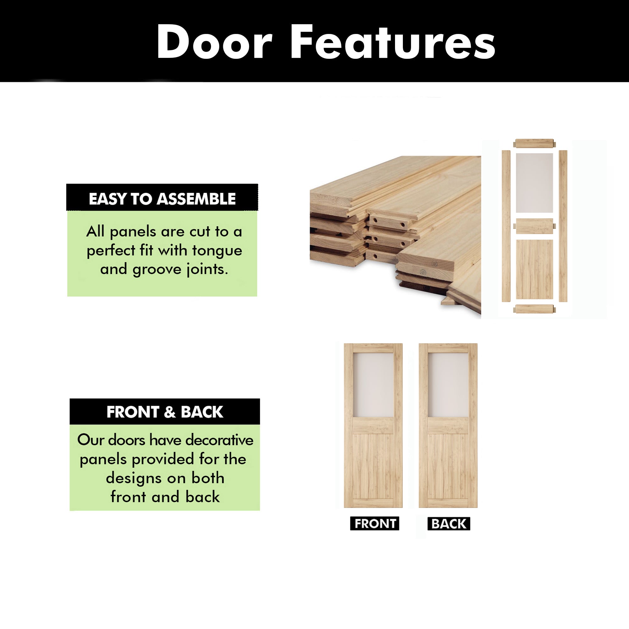 84" Height Half Lite Frosted Glass Unassembled & Unfinished Pine Wood Barn Door (Interior Use Only)