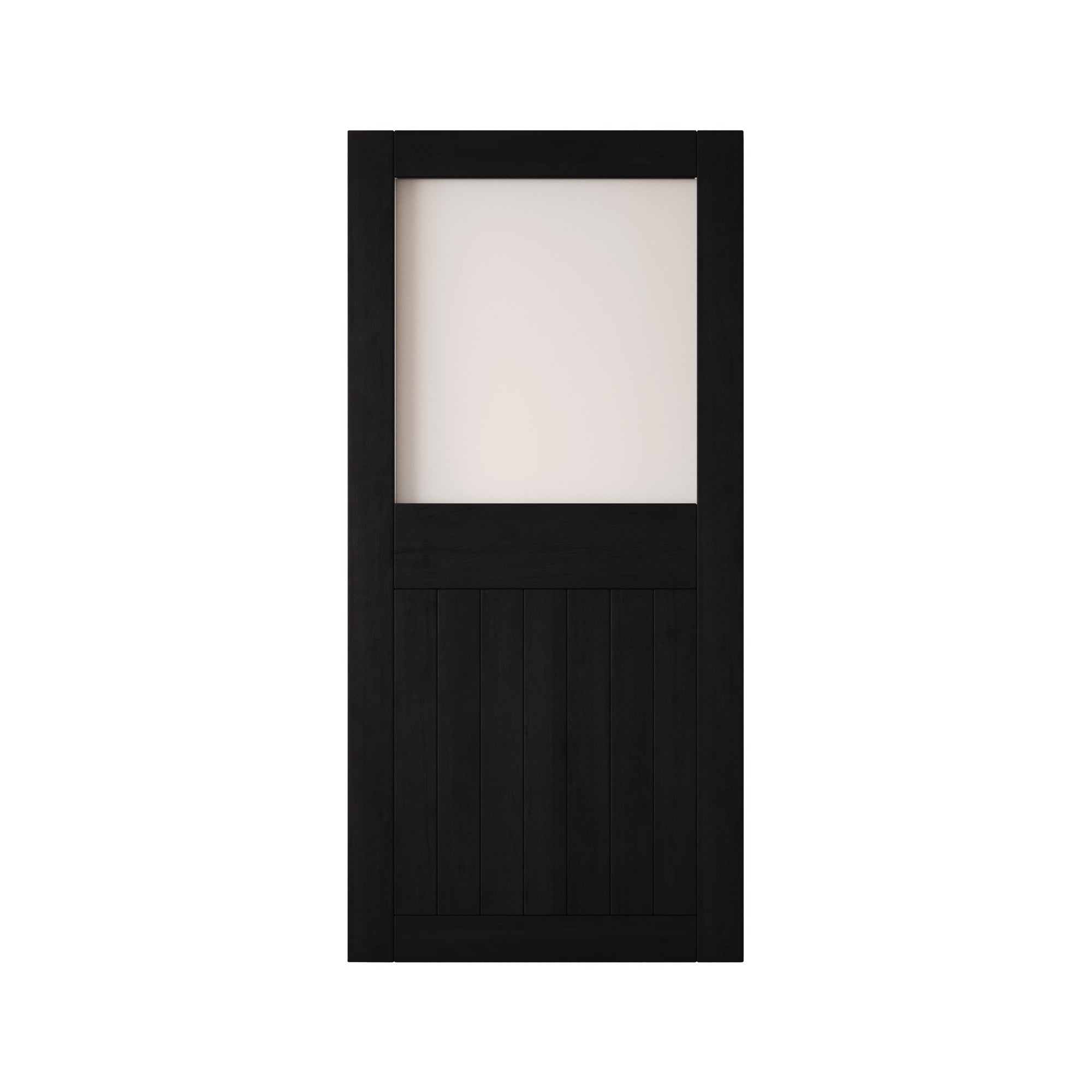 84" Height Black Half Lite Frosted Glass Unassembled & Finished Pine Wood Barn Door (Interior Use Only)