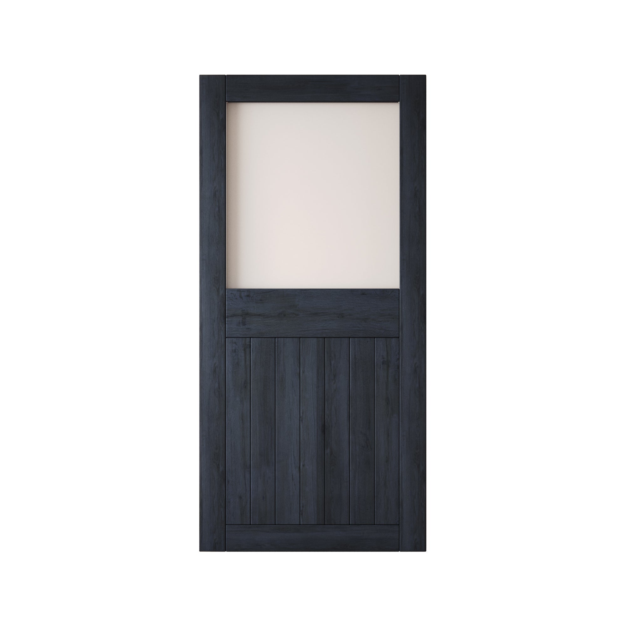 84" Height Navy Half Lite Frosted Glass Unassembled & Finished Pine Wood Barn Door (Interior Use Only)