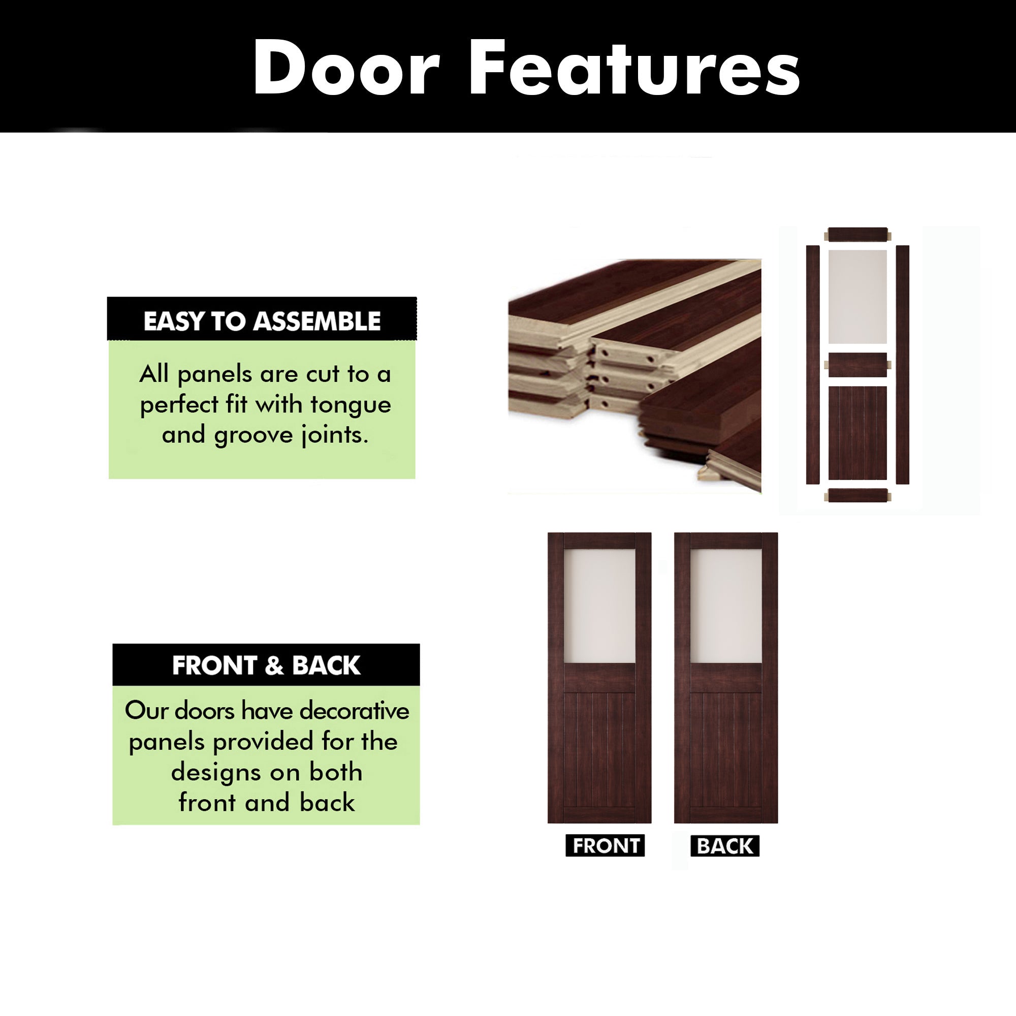 84" Height Red Mahogany Half Lite Frosted Glass Unassembled & Finished Pine Wood Barn Door (Interior Use Only)