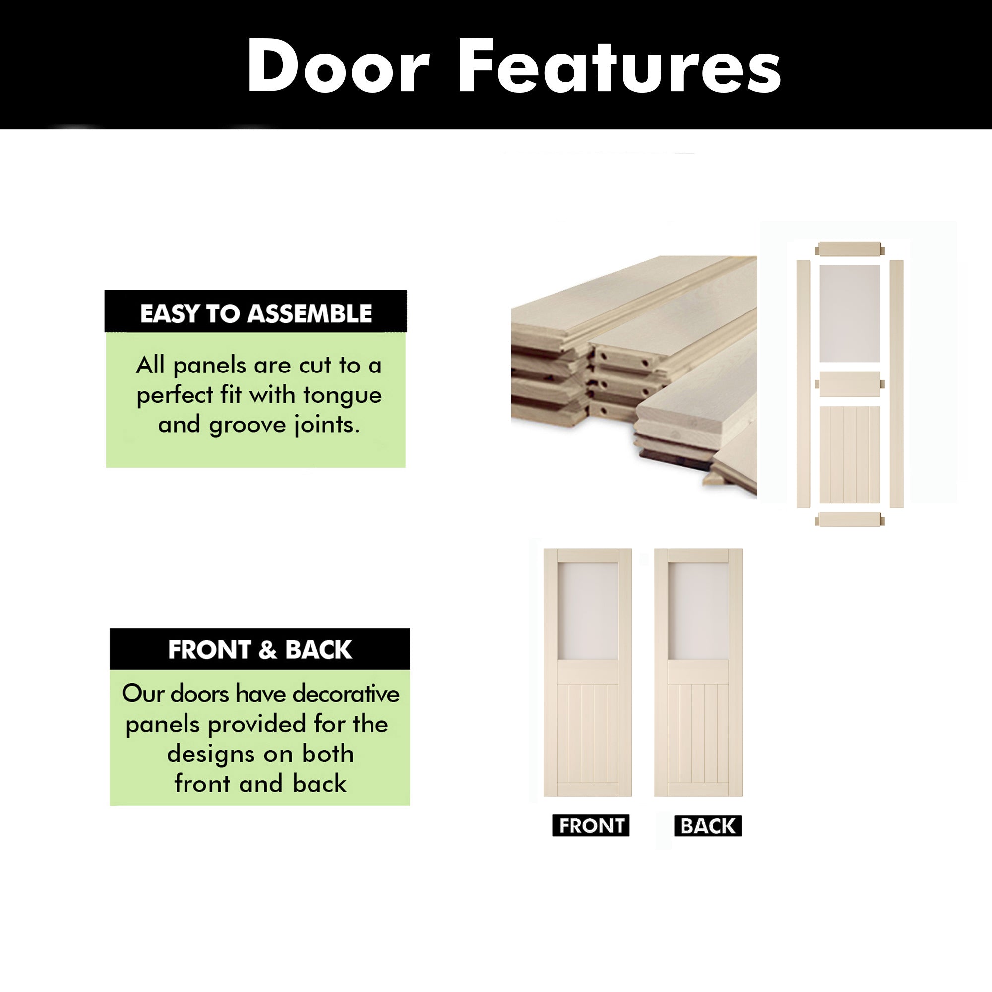 84" Height Tinsmith Gray Half Lite Frosted Glass Unassembled & Finished Pine Wood Barn Door (Interior Use Only)