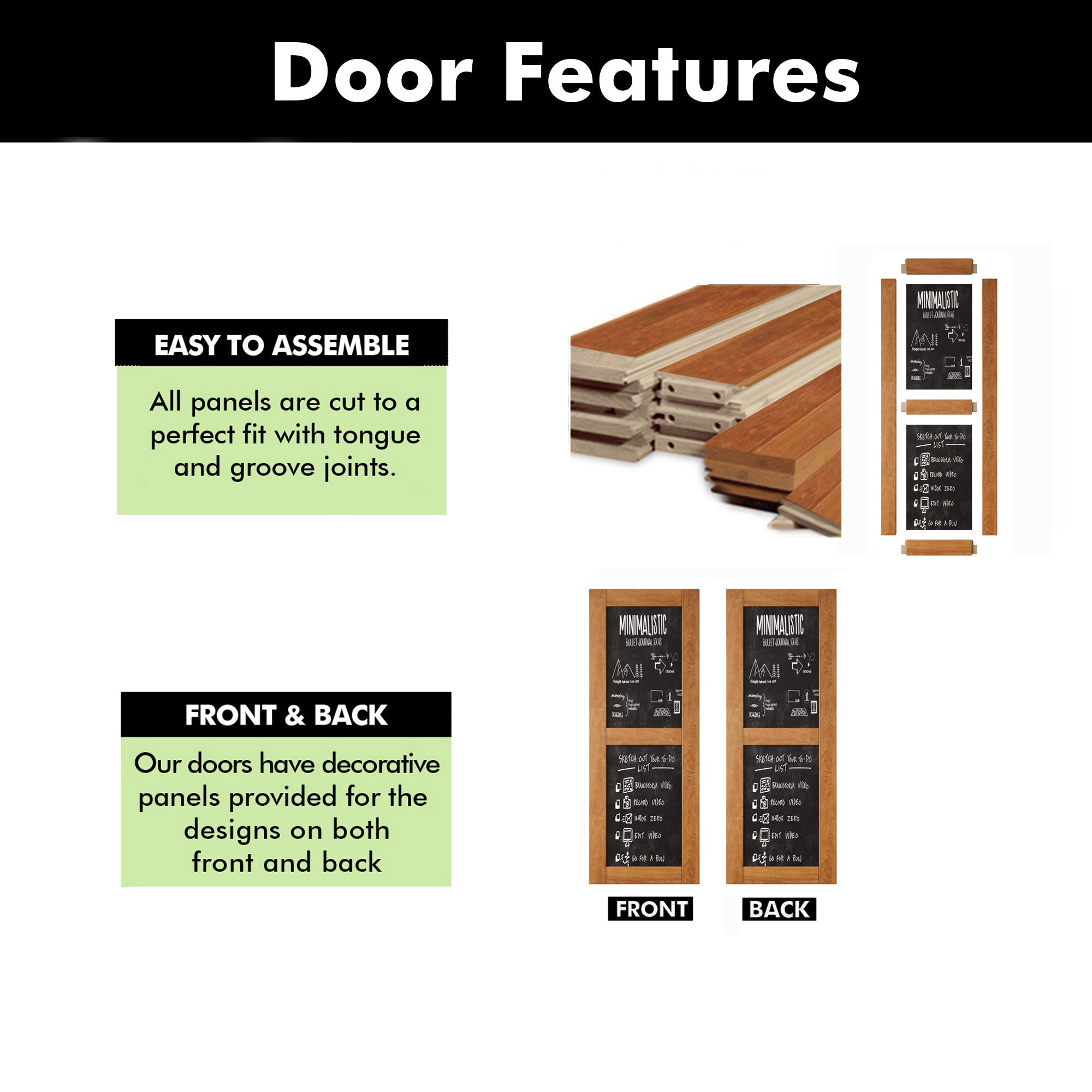 80" Height Early American Chalkboard Design Unassembled & Finished Pine Wood Barn Door (Interior Use Only)