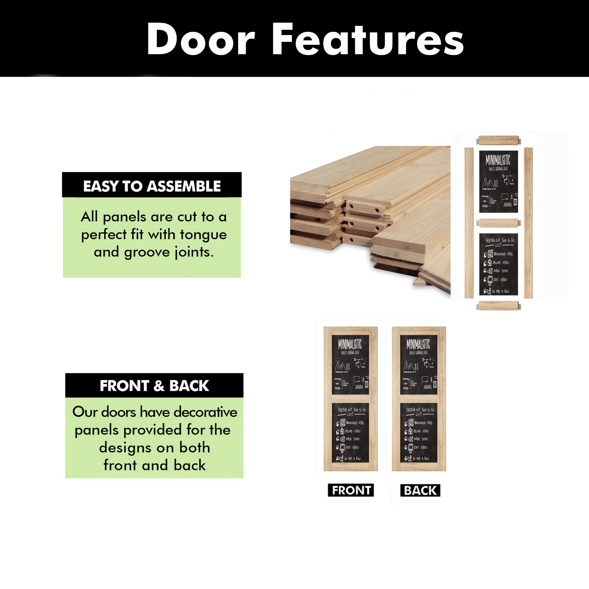 80" Height Chalkboard Design Unassembled & Unfinished Pine Wood Barn Door (Interior Use Only)