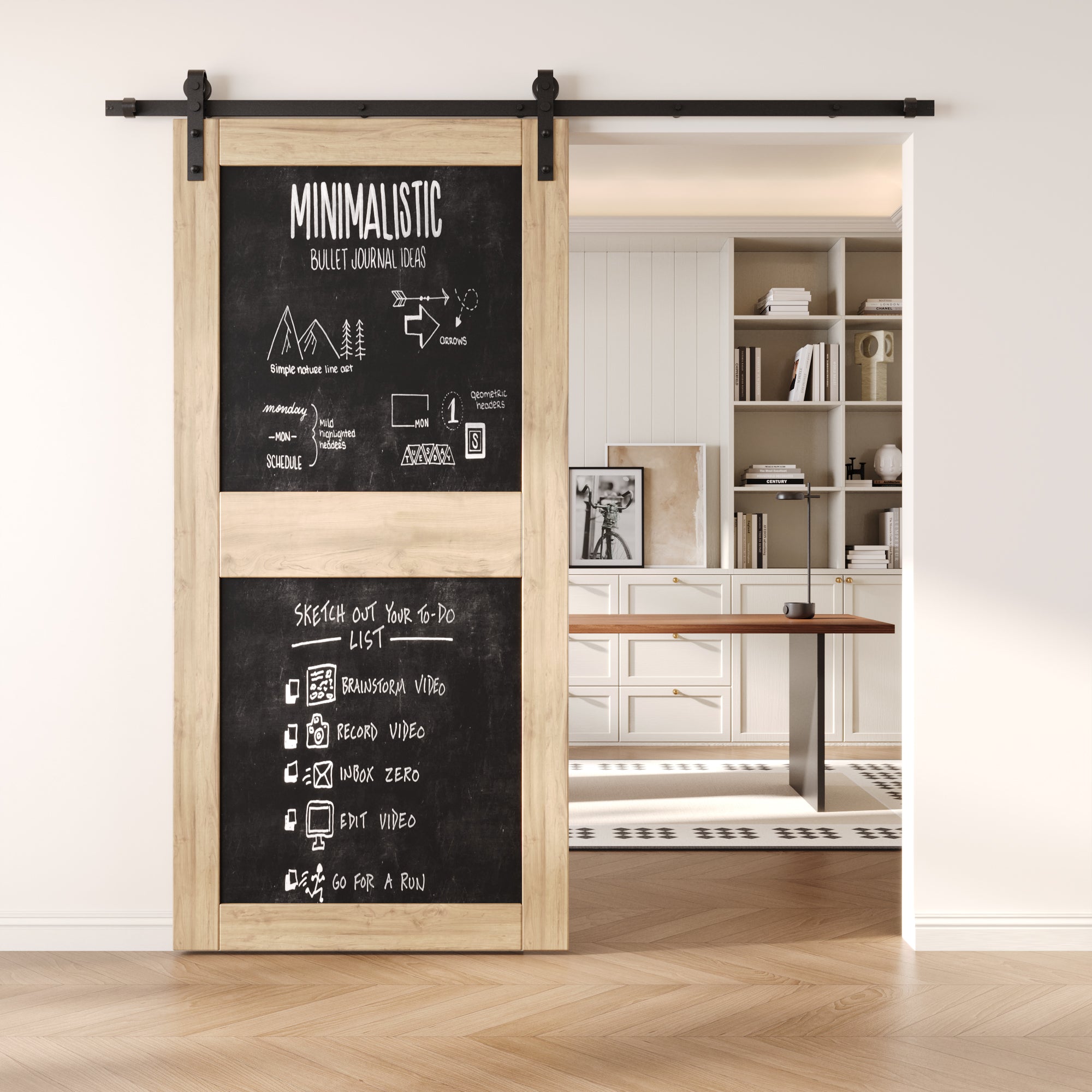 84" Height Chalkboard Design Unassembled & Unfinished Pine Wood Barn Door (Interior Use Only)
