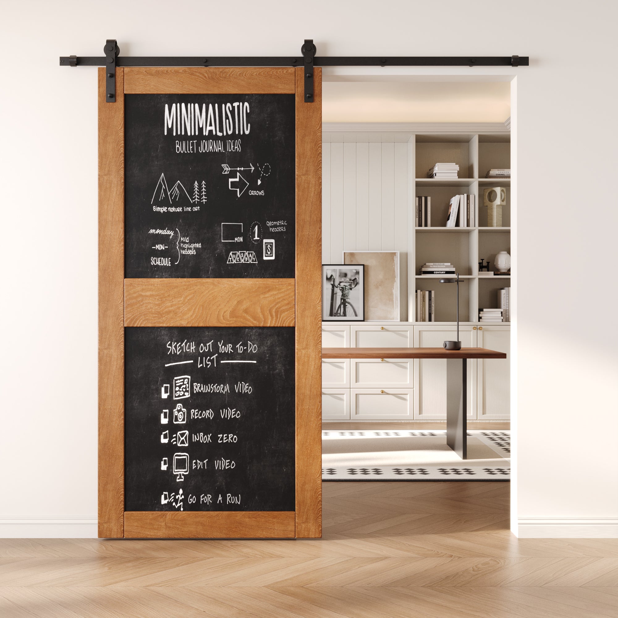 84" Height Early American Chalkboard Design Unassembled & Finished Pine Wood Barn Door (Interior Use Only)