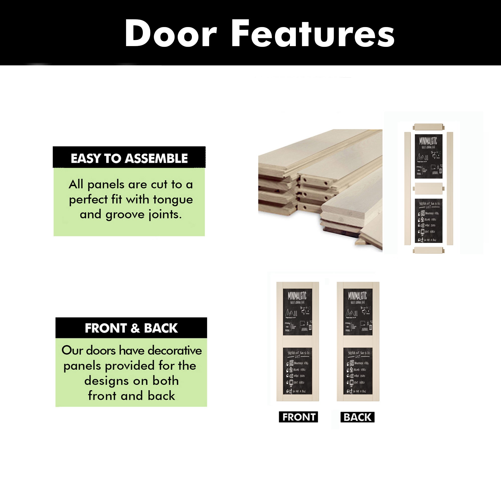 84" Height Tinsmith Gray Chalkboard Design Unassembled & Finished Pine Wood Barn Door (Interior Use Only)