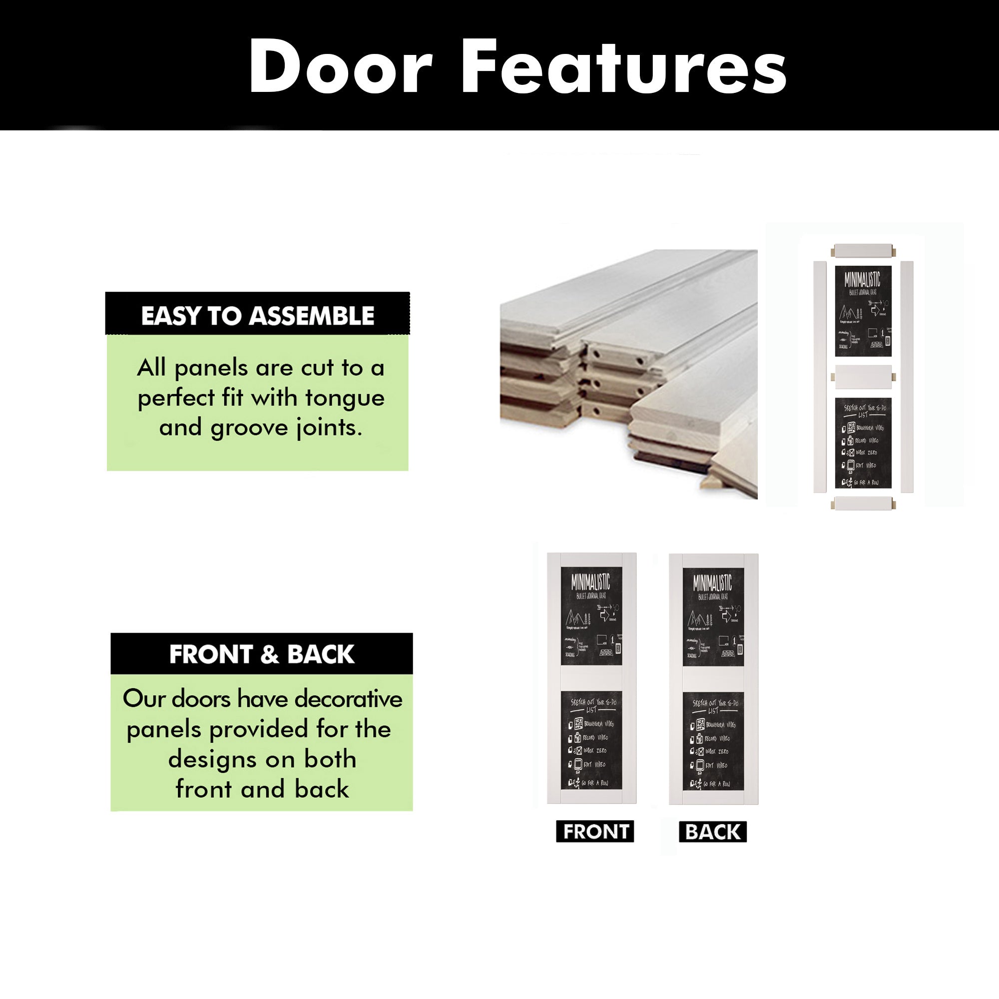 84" Height White Chalkboard Design Unassembled & Finished Pine Wood Barn Door (Interior Use Only)