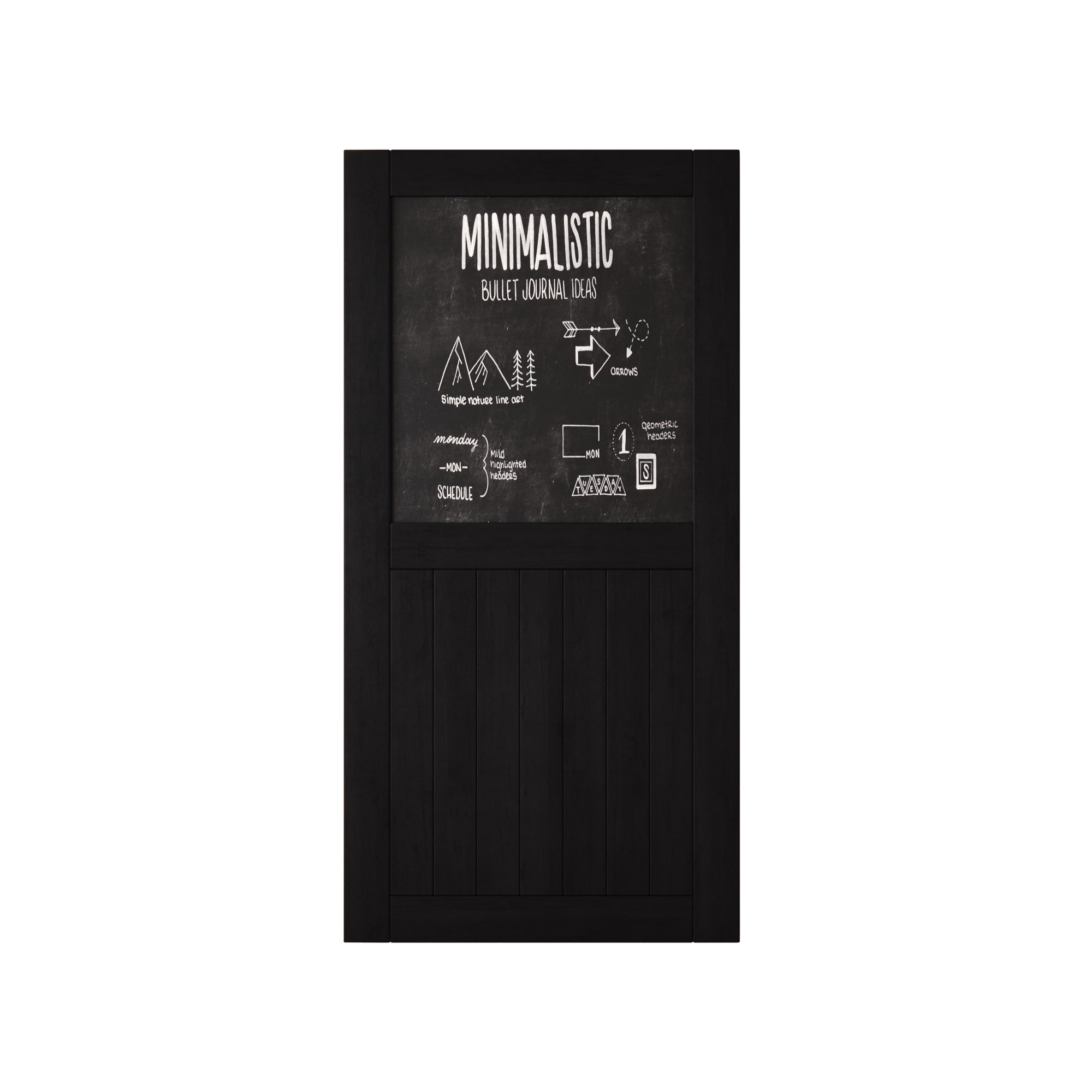 80" Height Black Top Chalkboard Panel Unassembled & Finished Pine Wood Barn Door (Interior Use Only)