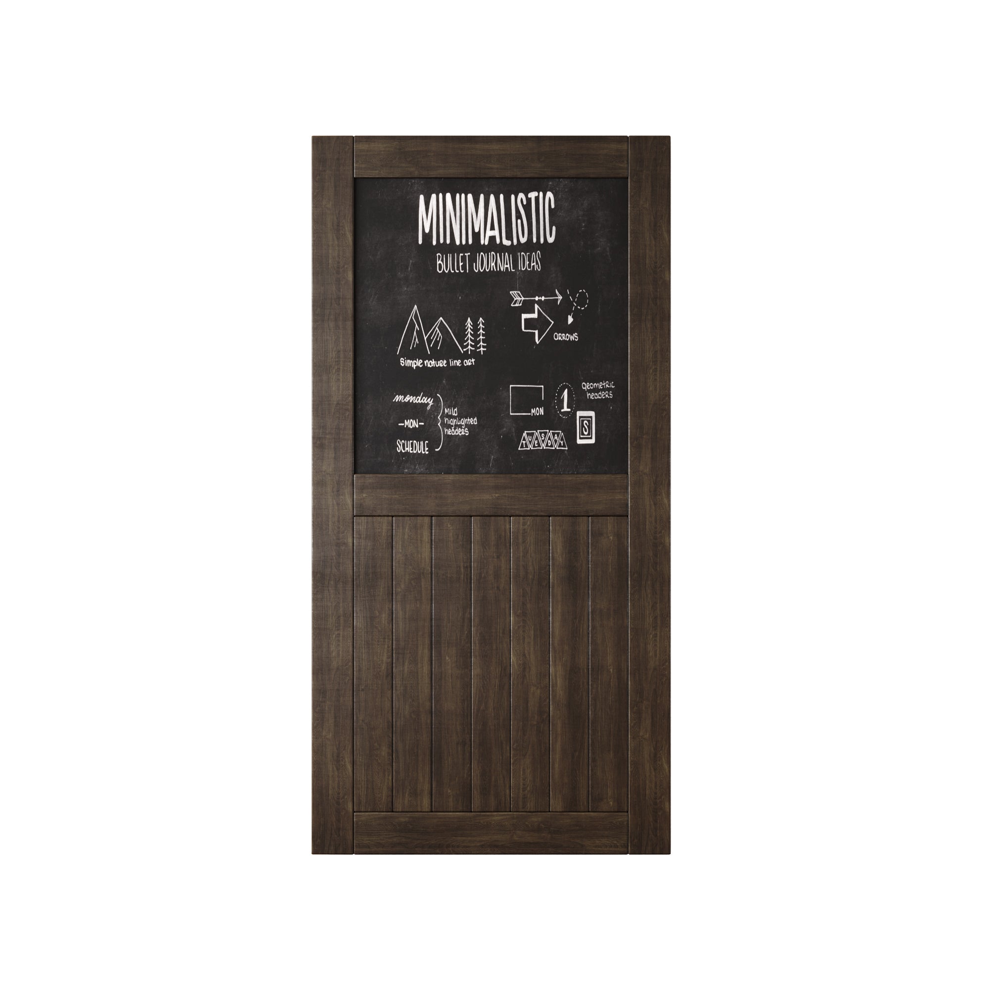 80" Height Ebony Top Chalkboard Panel Unassembled & Finished Pine Wood Barn Door (Interior Use Only)