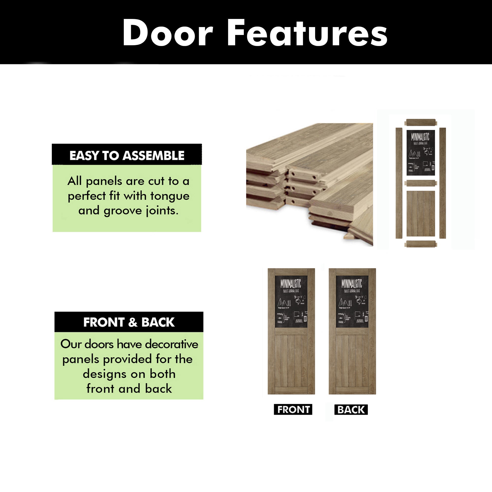 80" Height Classic Gray Top Chalkboard Panel Unassembled & Finished Pine Wood Barn Door (Interior Use Only)