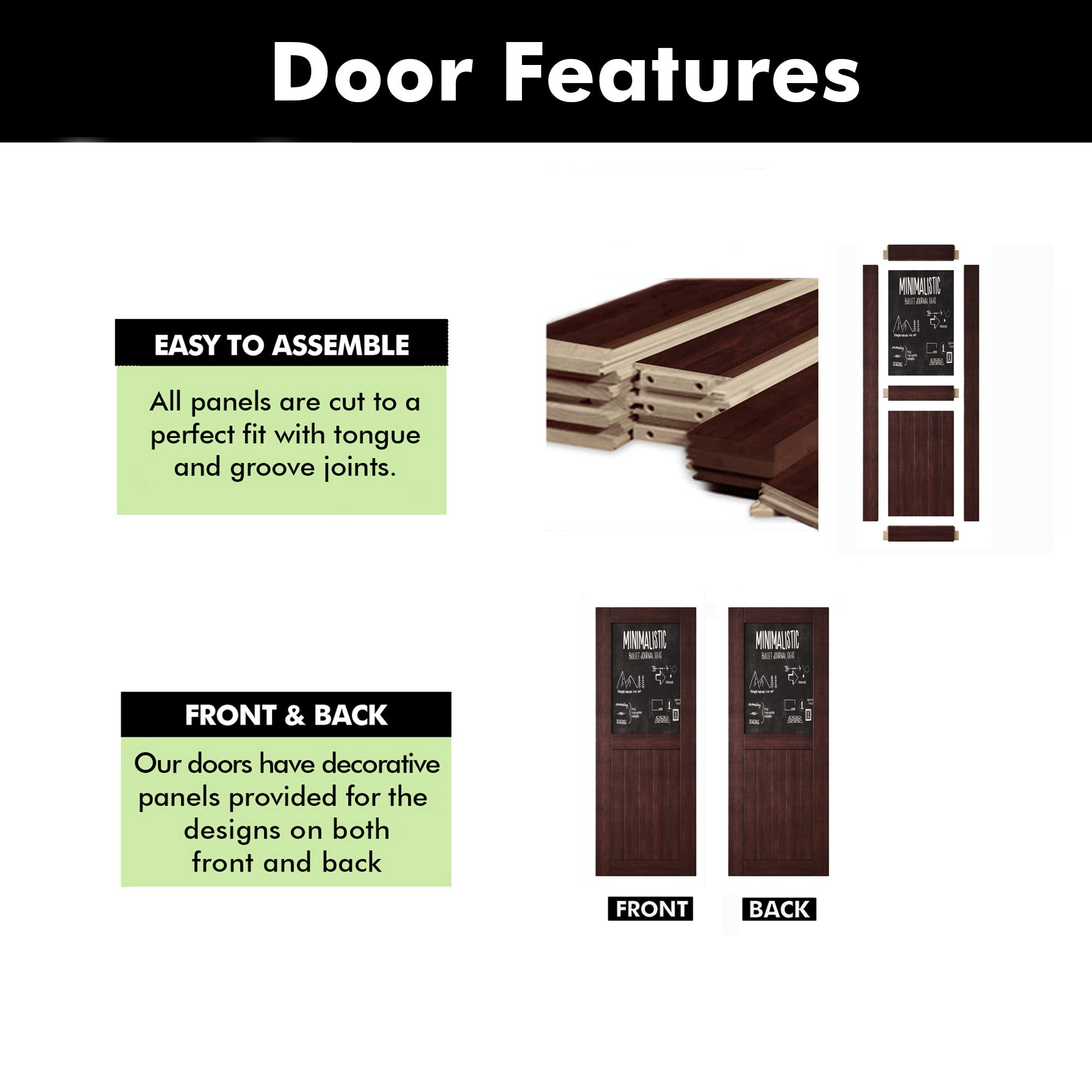 80" Height Red Mahogany Top Chalkboard Panel Unassembled & Finished Pine Wood Barn Door (Interior Use Only)