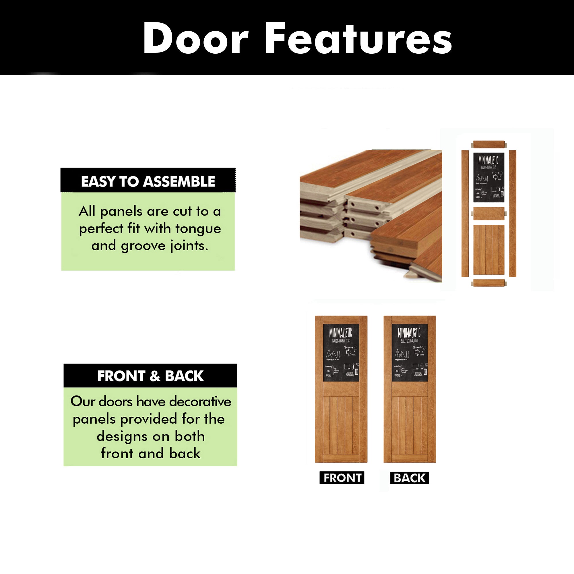 84" Height Early American Top Chalkboard Panel Unassembled & Finished Pine Wood Barn Door (Interior Use Only)