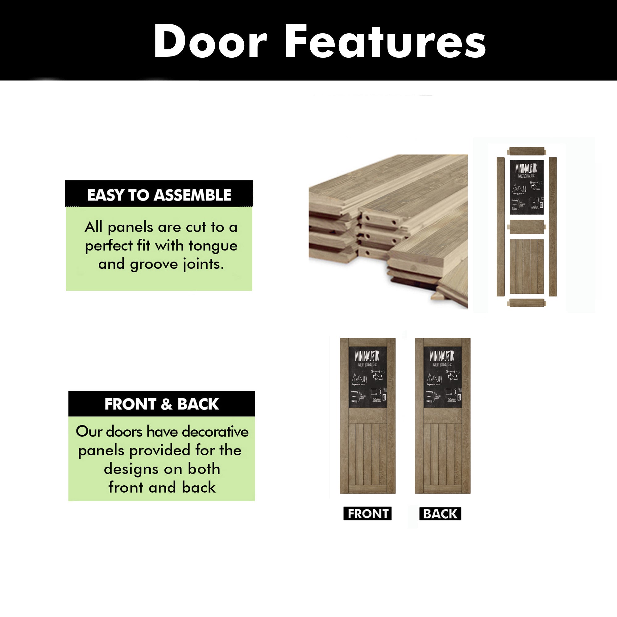 84" Height Classic Gray Top Chalkboard Panel Unassembled & Finished Pine Wood Barn Door (Interior Use Only)