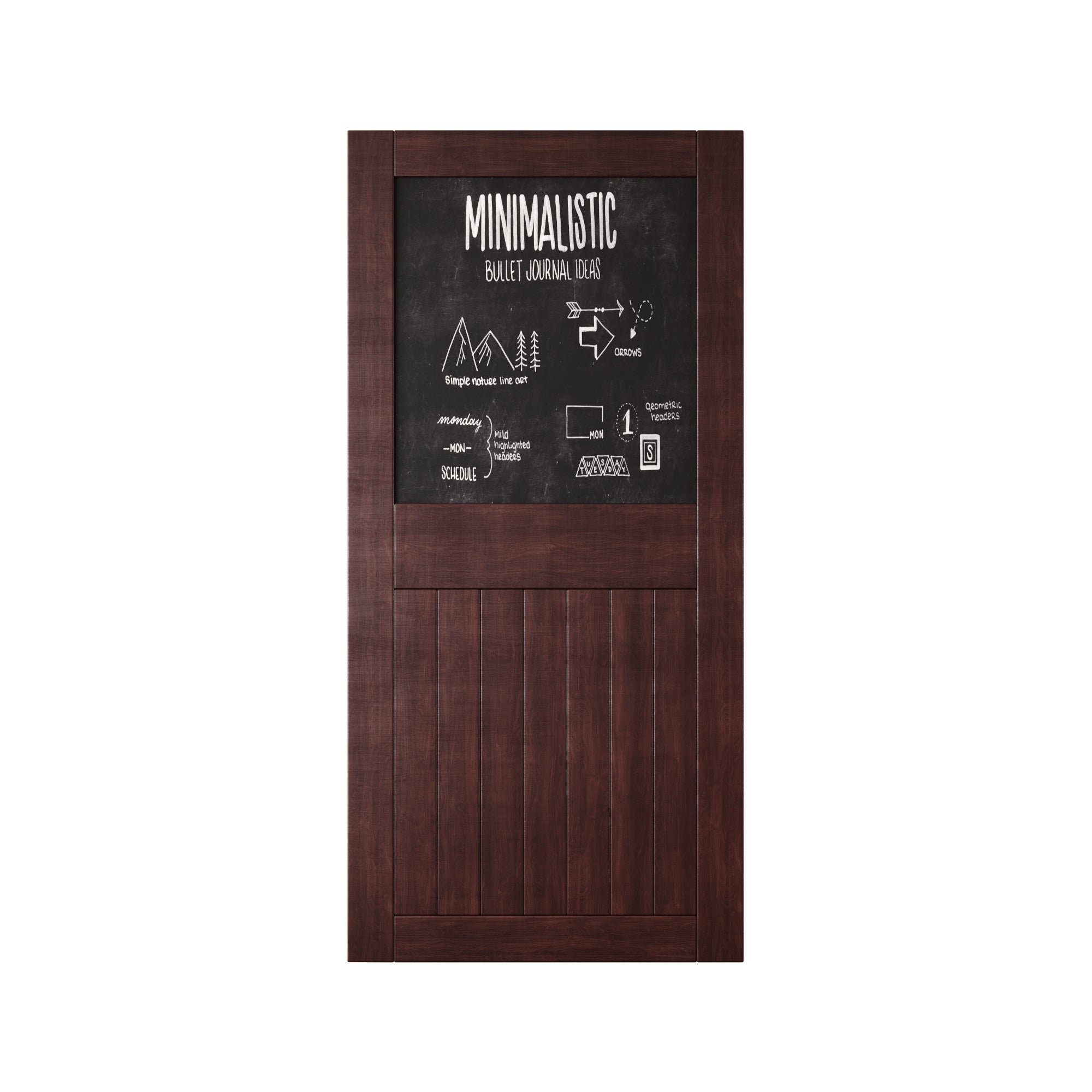 84" Height Red Mahogany Top Chalkboard Panel Unassembled & Finished Pine Wood Barn Door (Interior Use Only)