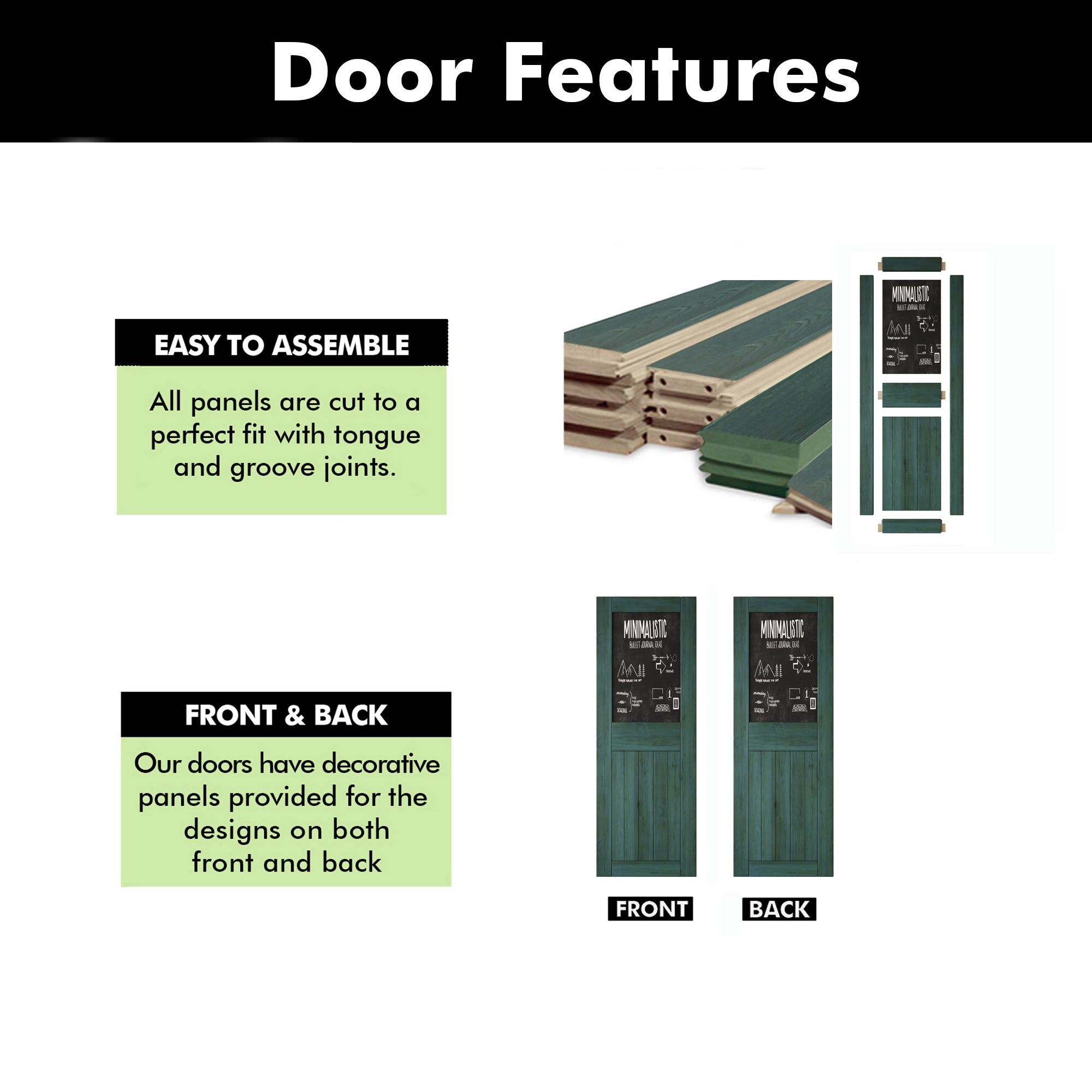 84" Height Royal Pine Top Chalkboard Panel Unassembled & Finished Pine Wood Barn Door (Interior Use Only)