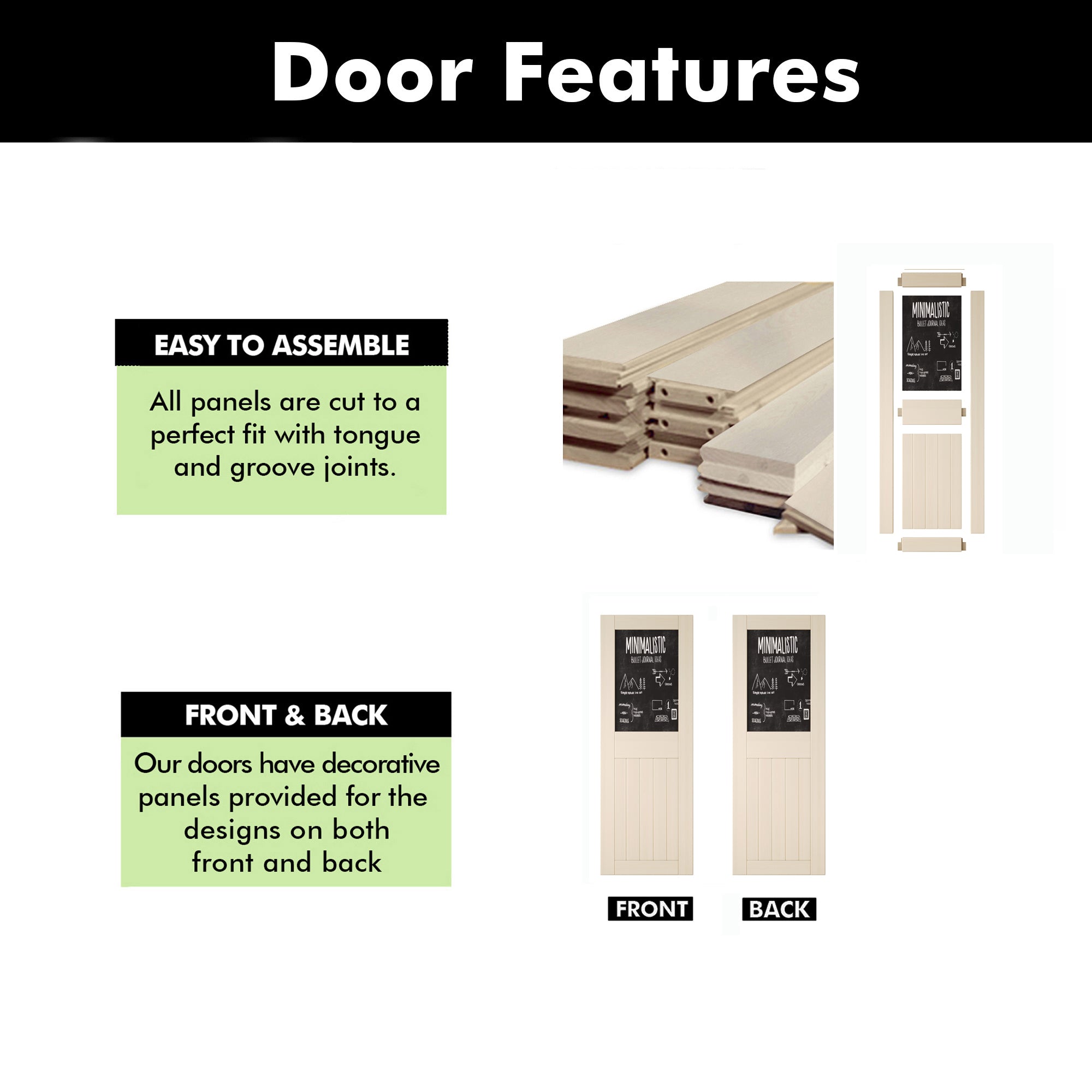 84" Height Tinsmith Gray Top Chalkboard Panel Unassembled & Finished Pine Wood Barn Door (Interior Use Only)