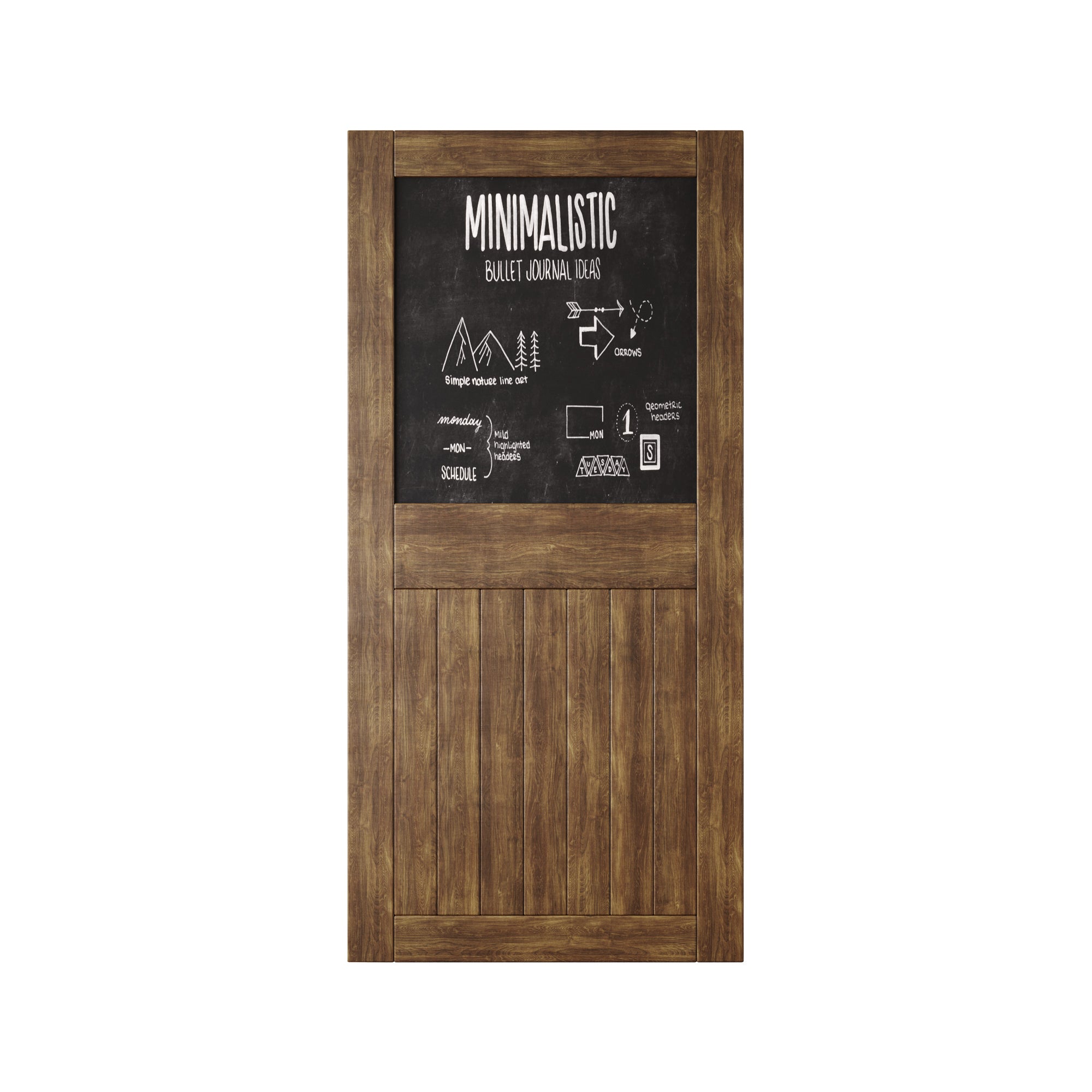84" Height Dark Walnut Top Chalkboard Panel Unassembled & Finished Pine Wood Barn Door (Interior Use Only)