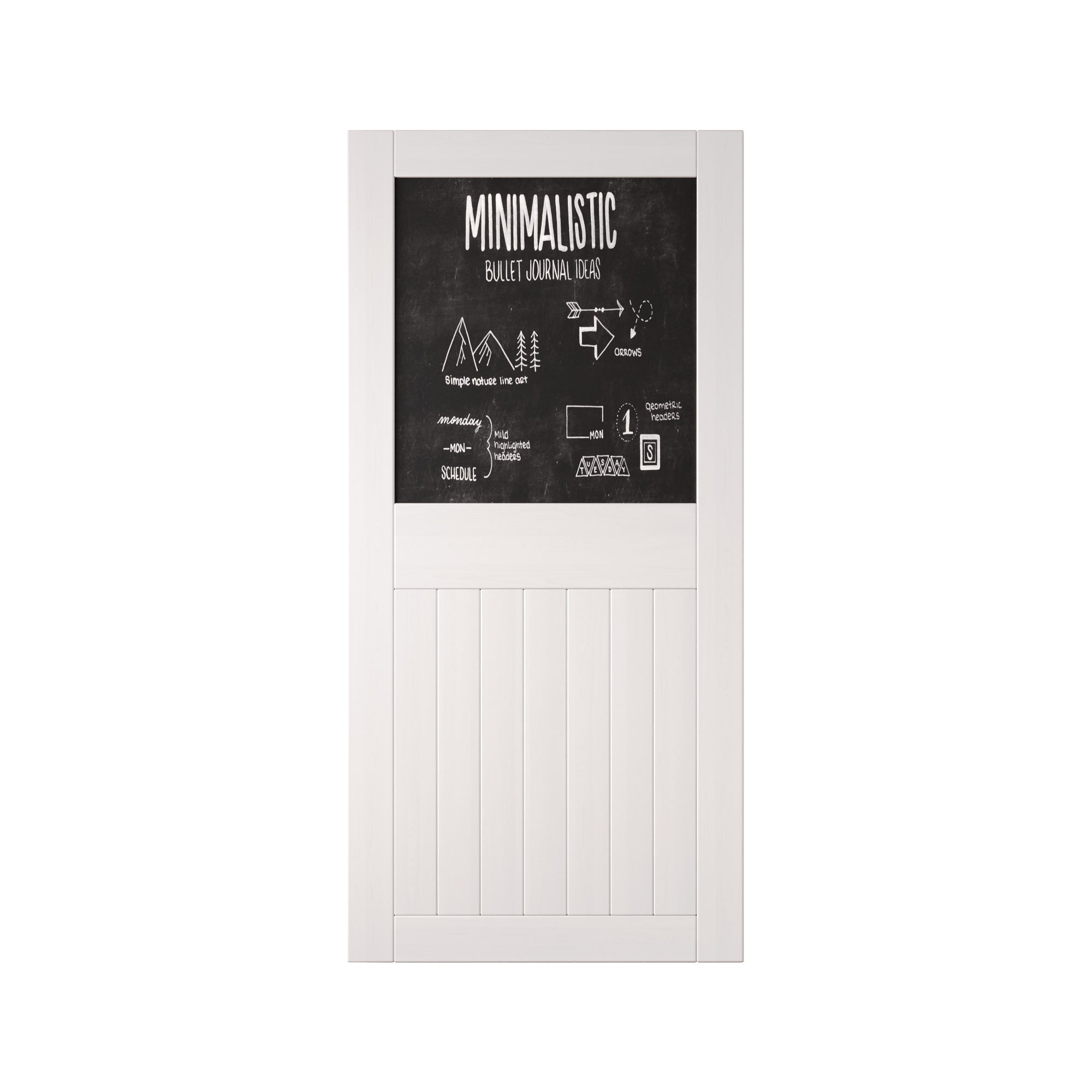 84" Height White Top Chalkboard Panel Unassembled & Finished Pine Wood Barn Door (Interior Use Only)