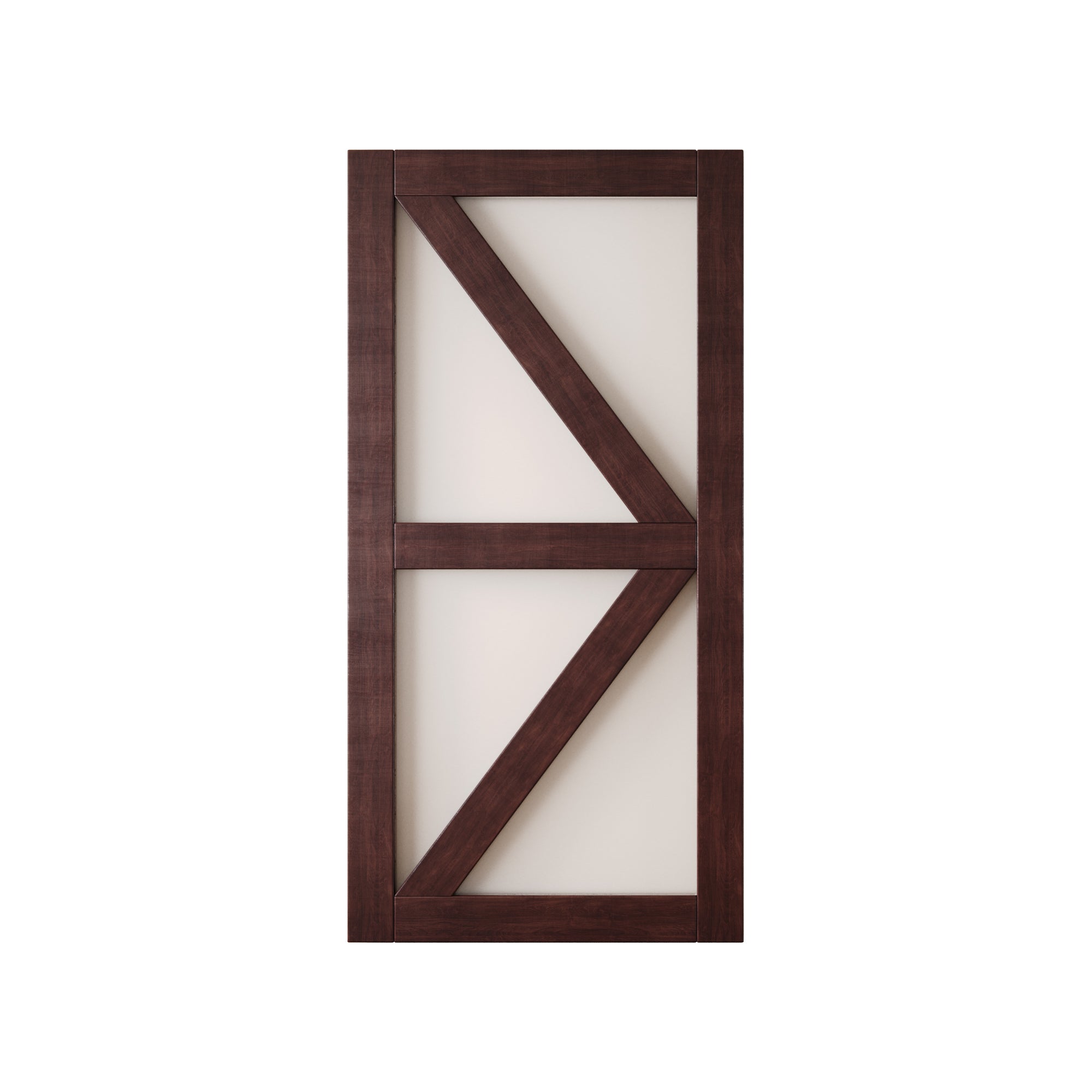 80" Height Red Mahogany Frosted Glass Arrow Design Unassembled & Finished Pine Wood Barn Door (Interior Use Only)