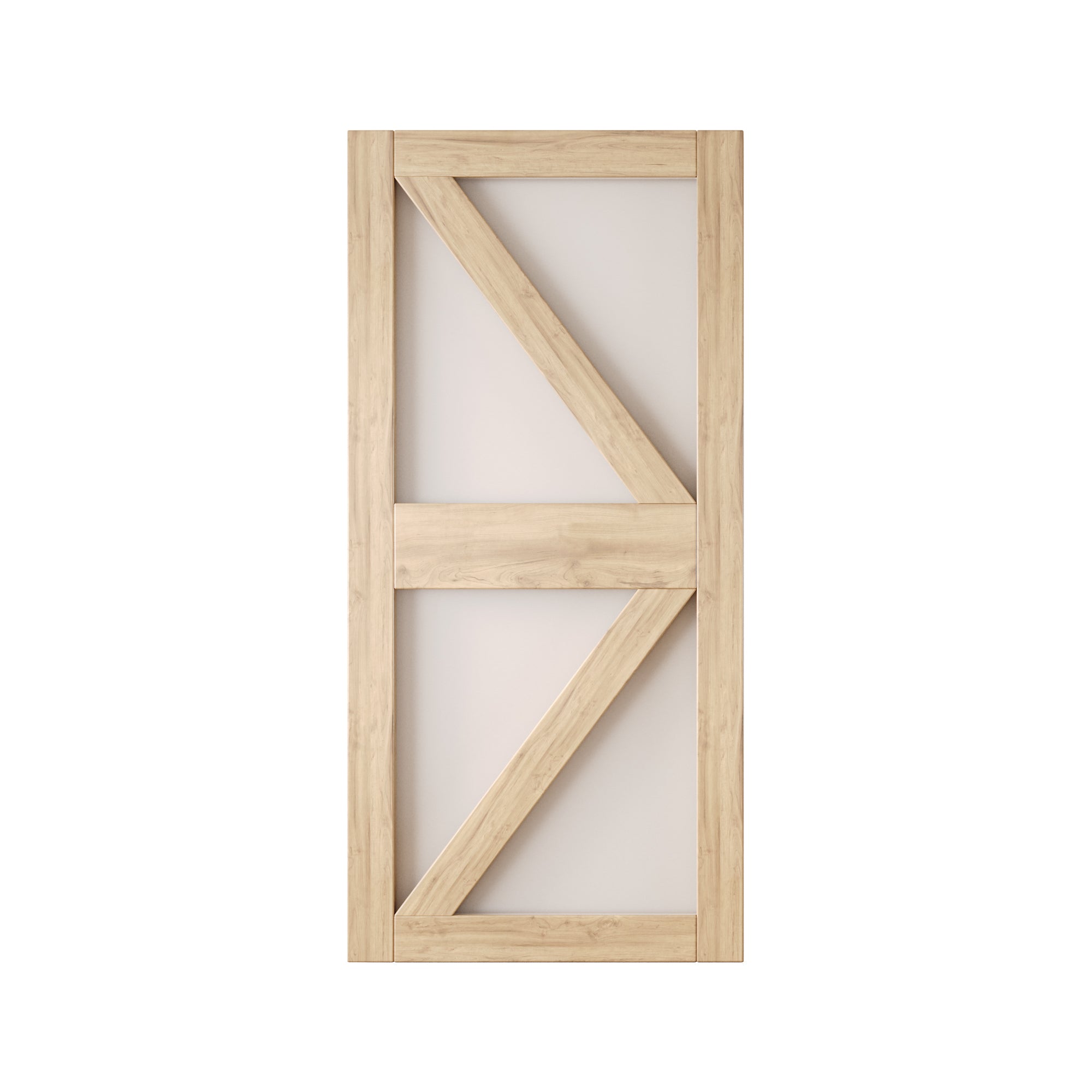 84" Height Frosted Glass Arrow Design Unassembled & Unfinished Pine Wood Barn Door (Interior Use Only)