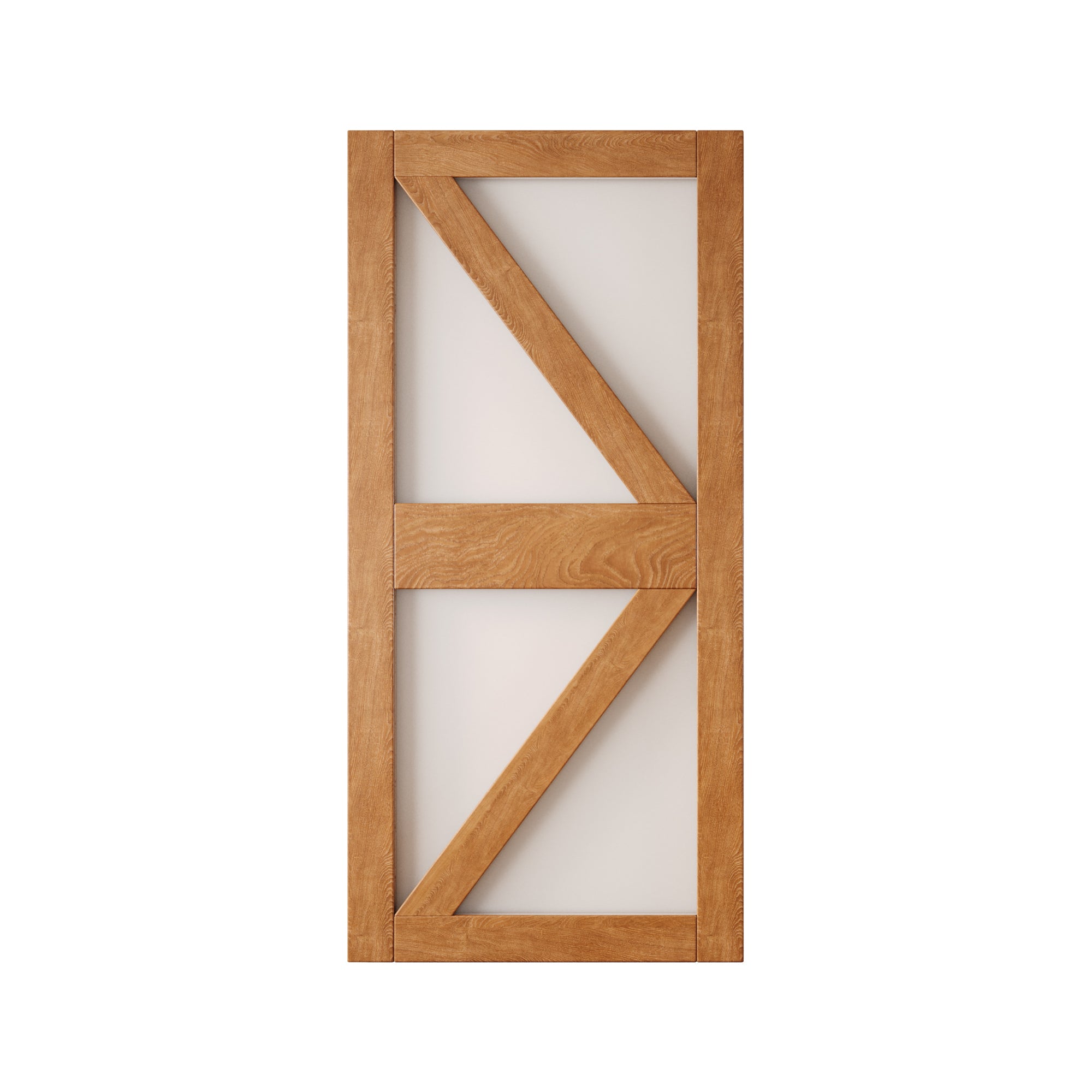 84" Height Early American Frosted Glass Arrow Design Unassembled & Finished Pine Wood Barn Door (Interior Use Only)