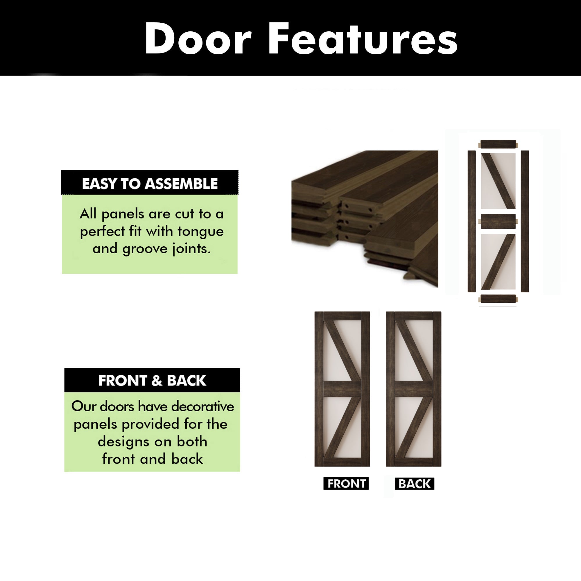 84" Height Ebony Frosted Glass Arrow Design Unassembled & Finished Pine Wood Barn Door (Interior Use Only)