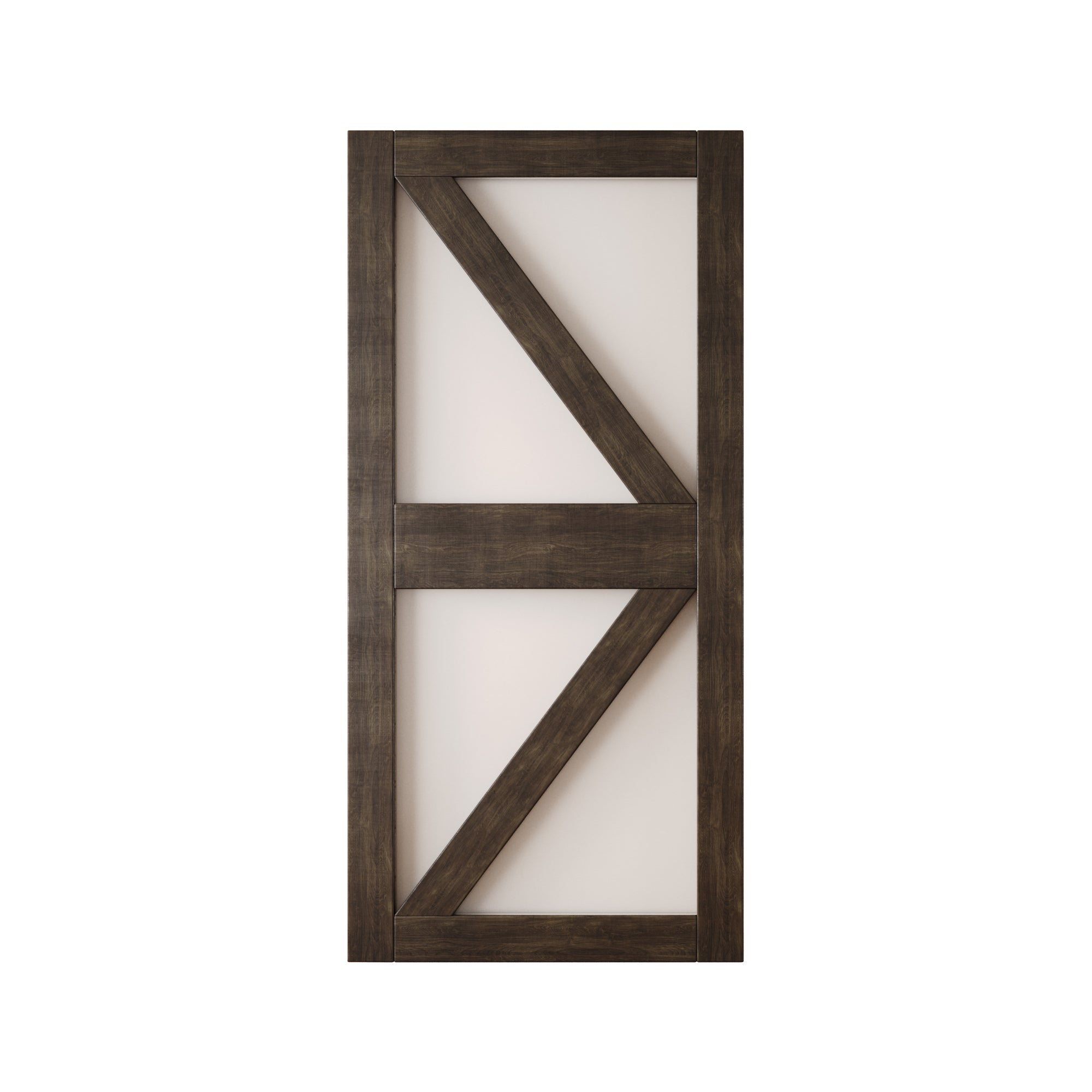 84" Height Ebony Frosted Glass Arrow Design Unassembled & Finished Pine Wood Barn Door (Interior Use Only)