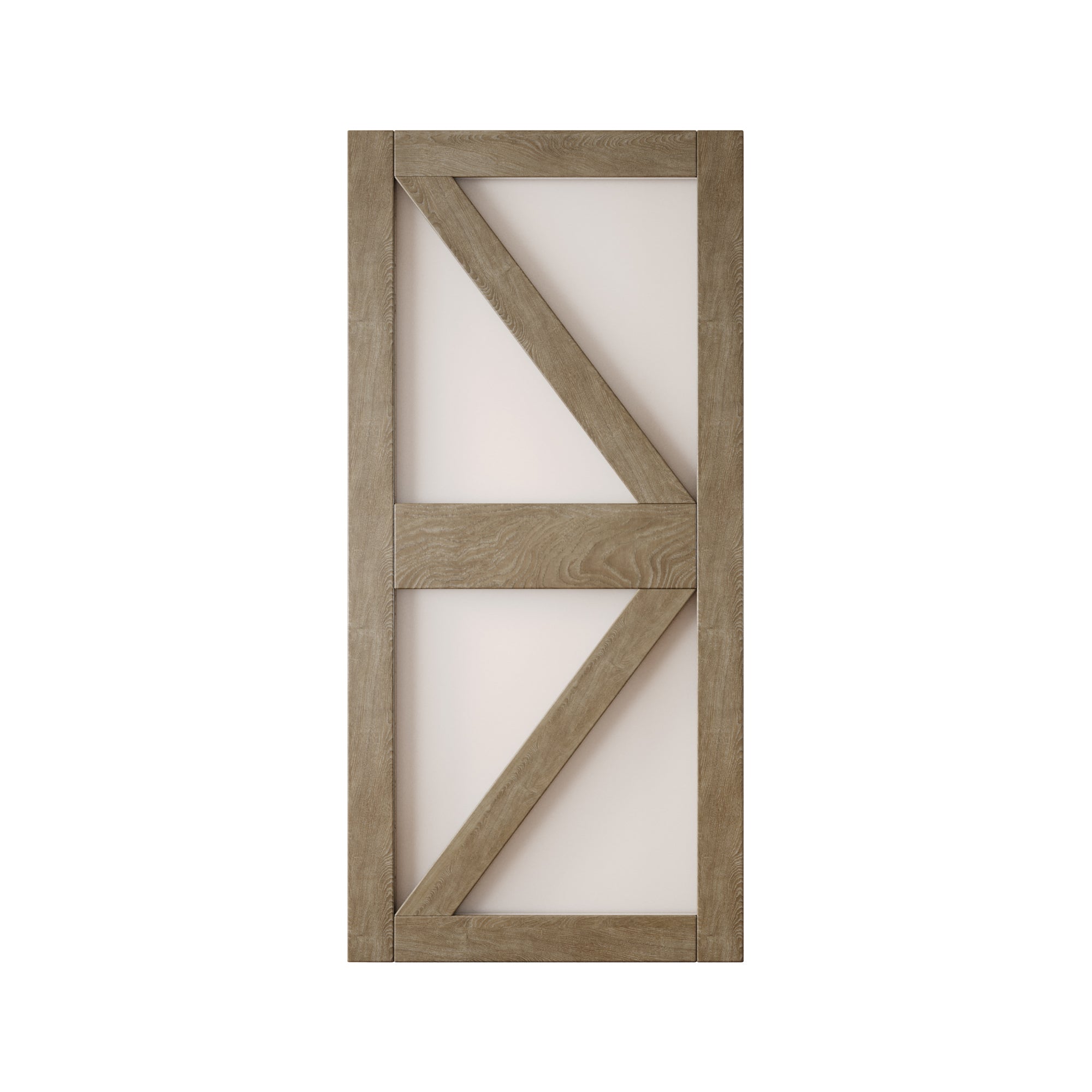 84" Height Classic Gray Frosted Glass Arrow Design Unassembled & Finished Pine Wood Barn Door (Interior Use Only)