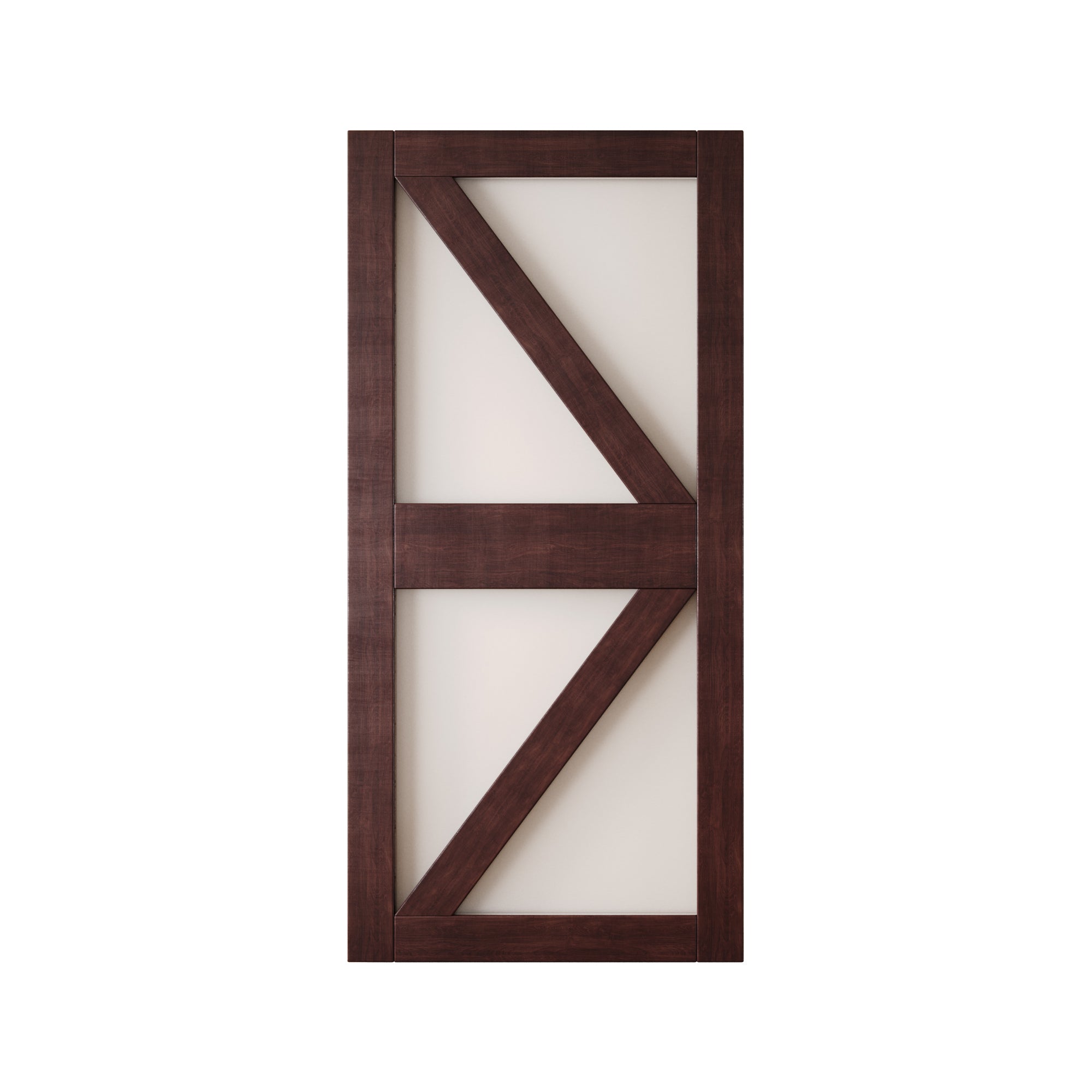 84" Height Red Mahogany Frosted Glass Arrow Design Unassembled & Finished Pine Wood Barn Door (Interior Use Only)