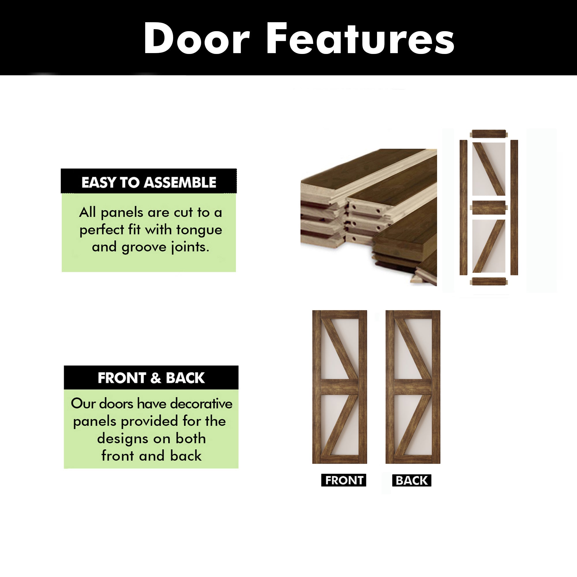 84" Height Dark Walnut Frosted Glass Arrow Design Unassembled & Finished Pine Wood Barn Door (Interior Use Only)