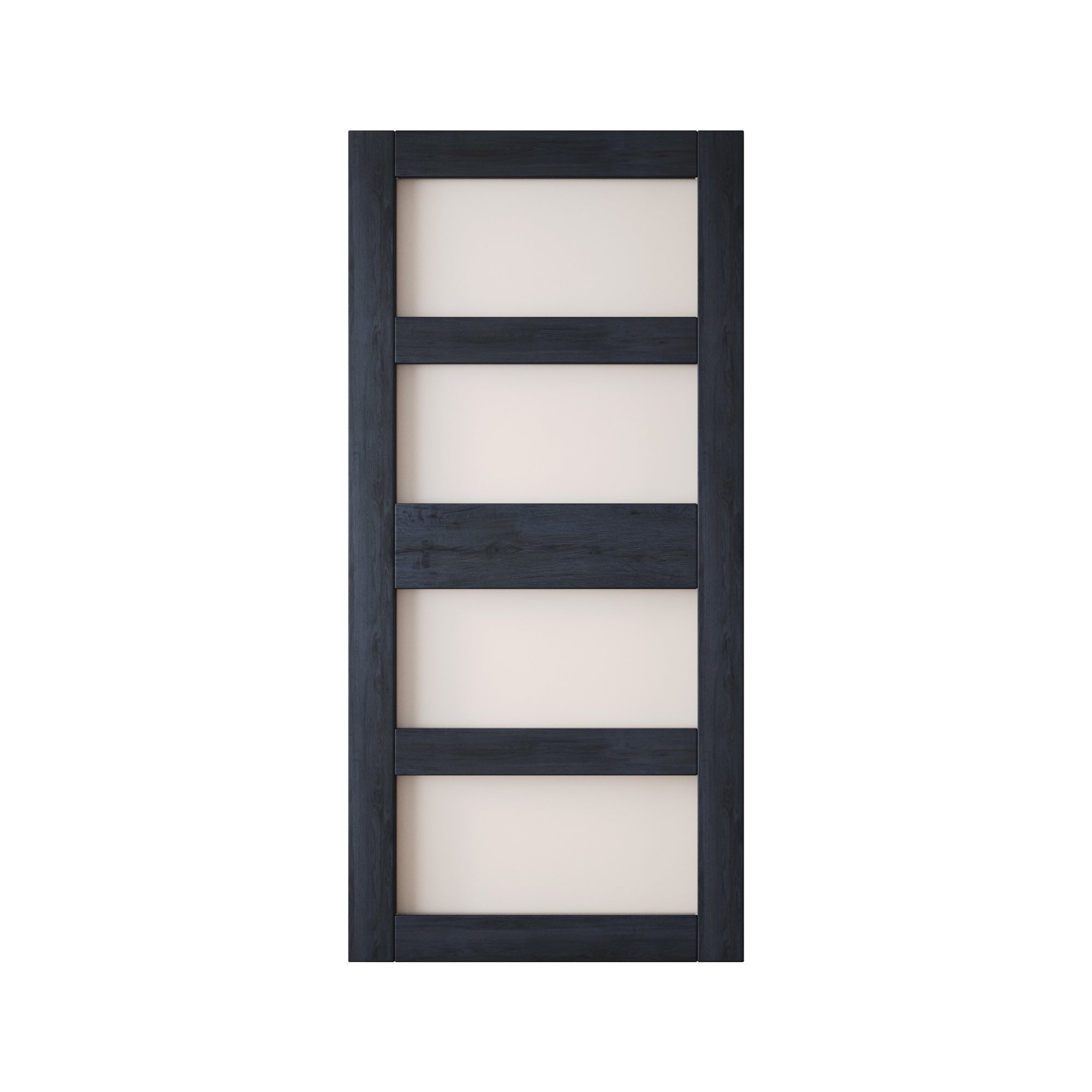 84" Height Navy 4-Lite Frosted Glass Unassembled & Finished Pine Wood Barn Door (Interior Use Only)