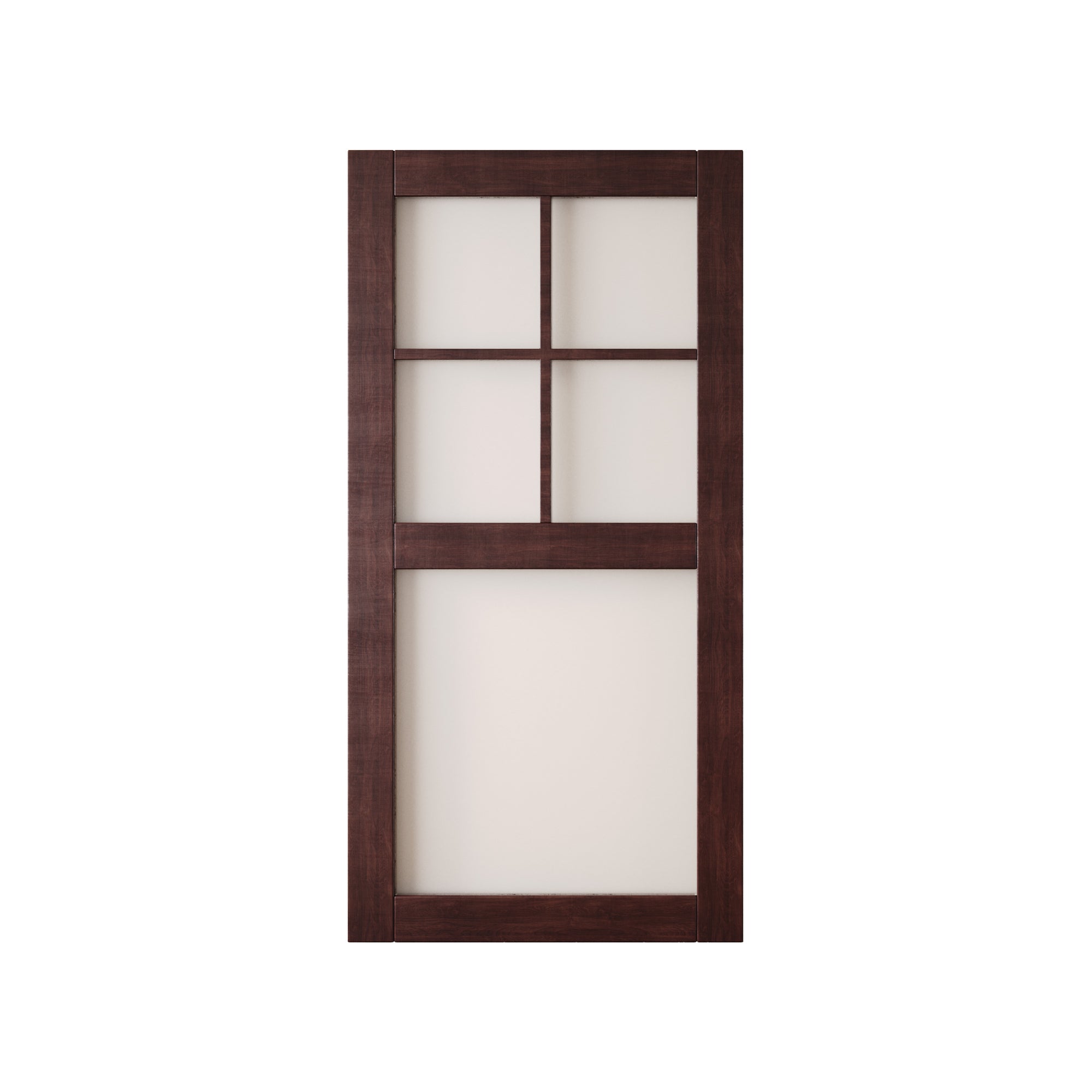 80" Height Red Mahogany 5-Lite Frosted Glass Unassembled & Finished Pine Wood Barn Door (Interior Use Only)