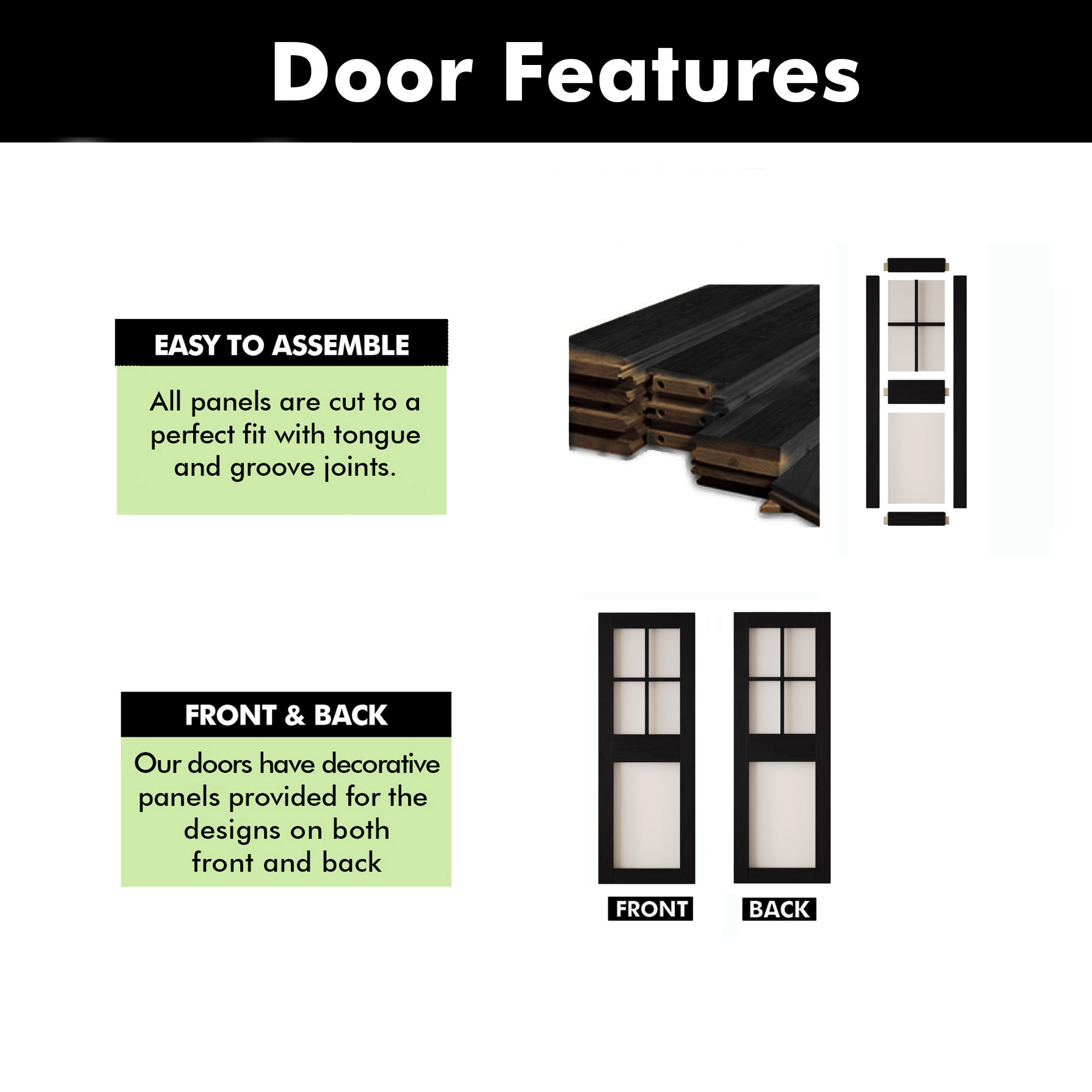 84" Height Black 5-Lite Frosted Glass Unassembled & Finished Pine Wood Barn Door (Interior Use Only)