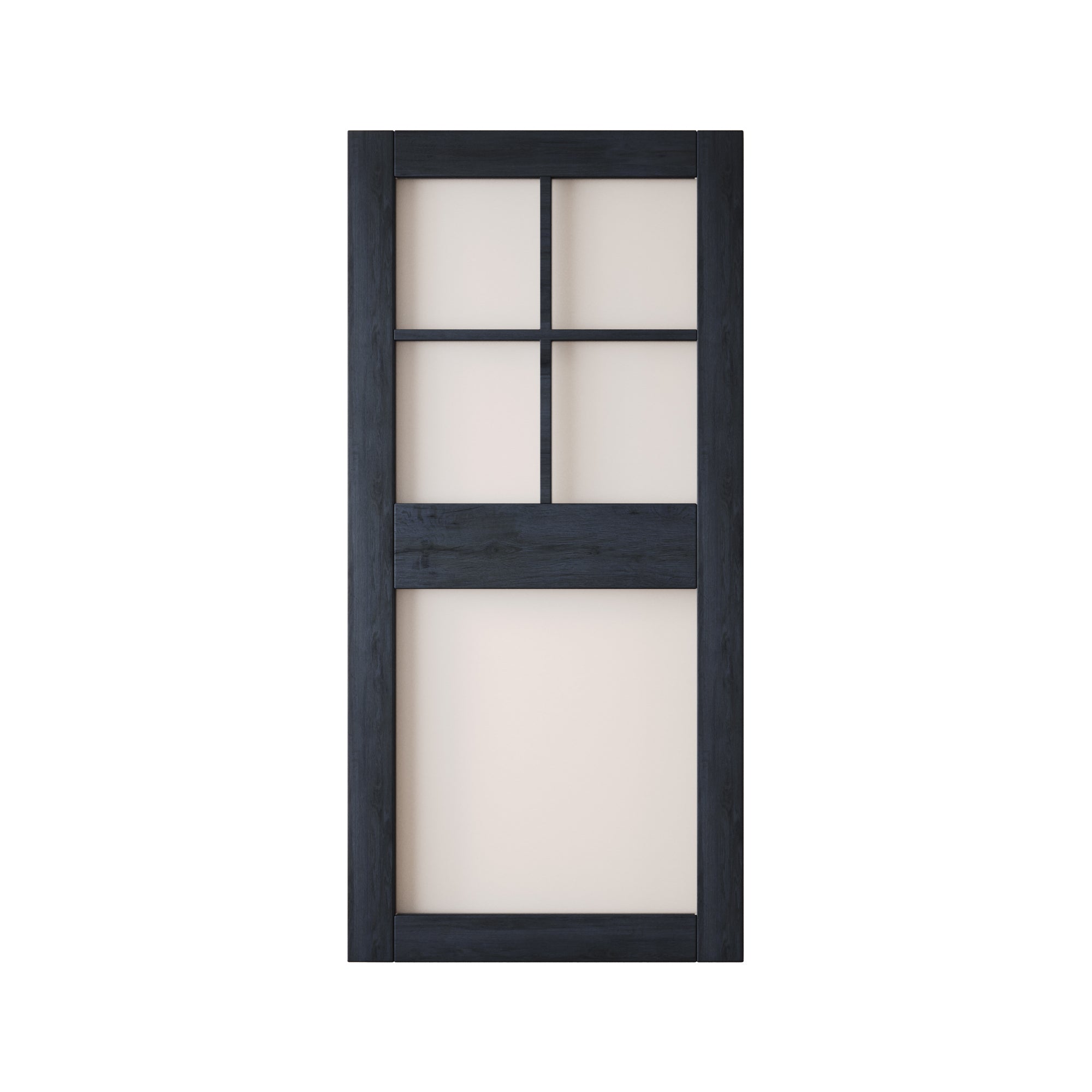 84" Height Navy 5-Lite Frosted Glass Unassembled & Finished Pine Wood Barn Door (Interior Use Only)