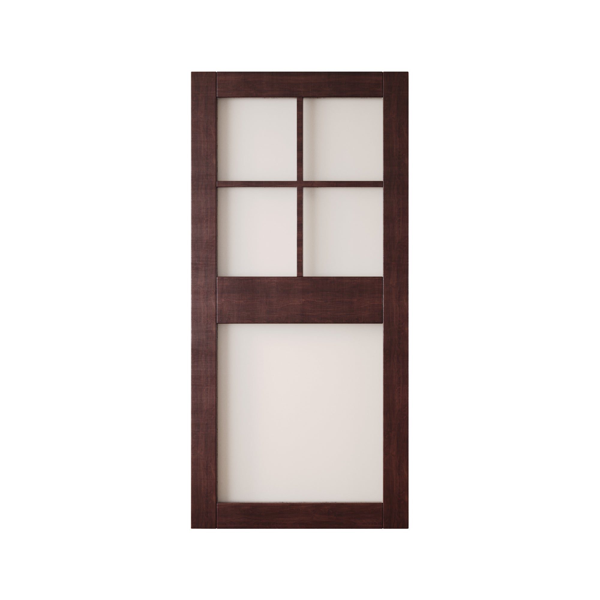 84" Height Red Mahogany 5-Lite Frosted Glass Unassembled & Finished Pine Wood Barn Door (Interior Use Only)