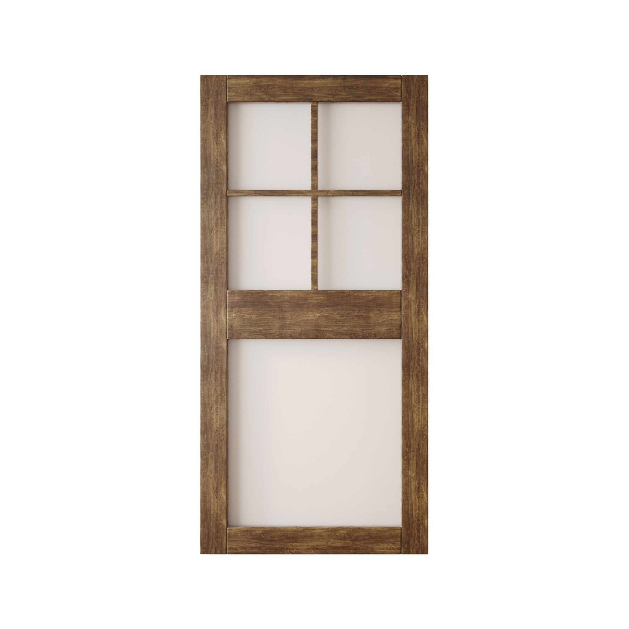 84" Height Dark Walnut 5-Lite Frosted Glass Unassembled & Finished Pine Wood Barn Door (Interior Use Only)