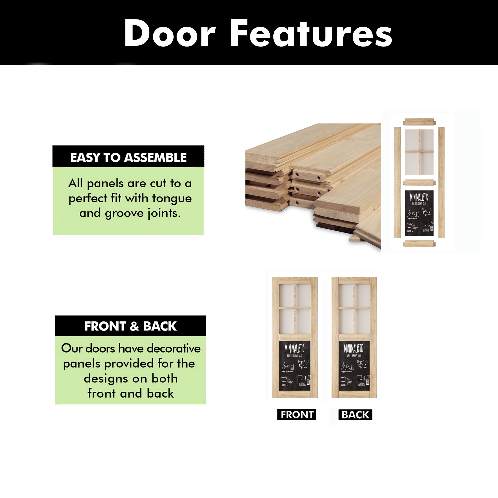 80" Height Half Lite Chalkboard Unassembled & Unfinished Pine Wood Barn Door (Interior Use Only)