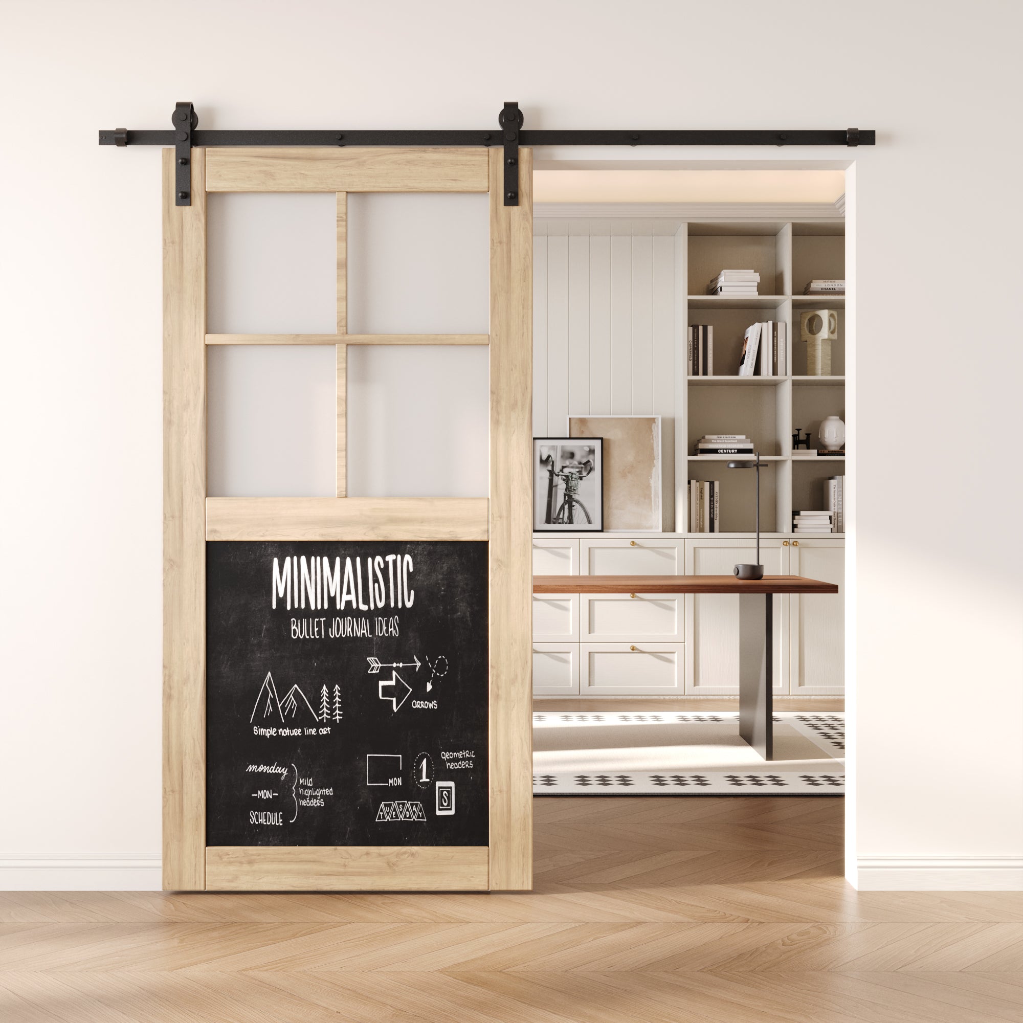80" Height Half Lite Chalkboard Unassembled & Unfinished Pine Wood Barn Door (Interior Use Only)