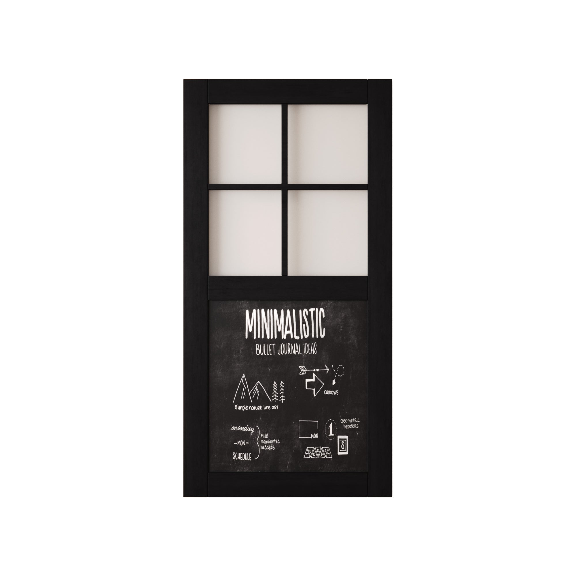 80" Height Black Half Lite Chalkboard Unassembled & Finished Pine Wood Barn Door (Interior Use Only)