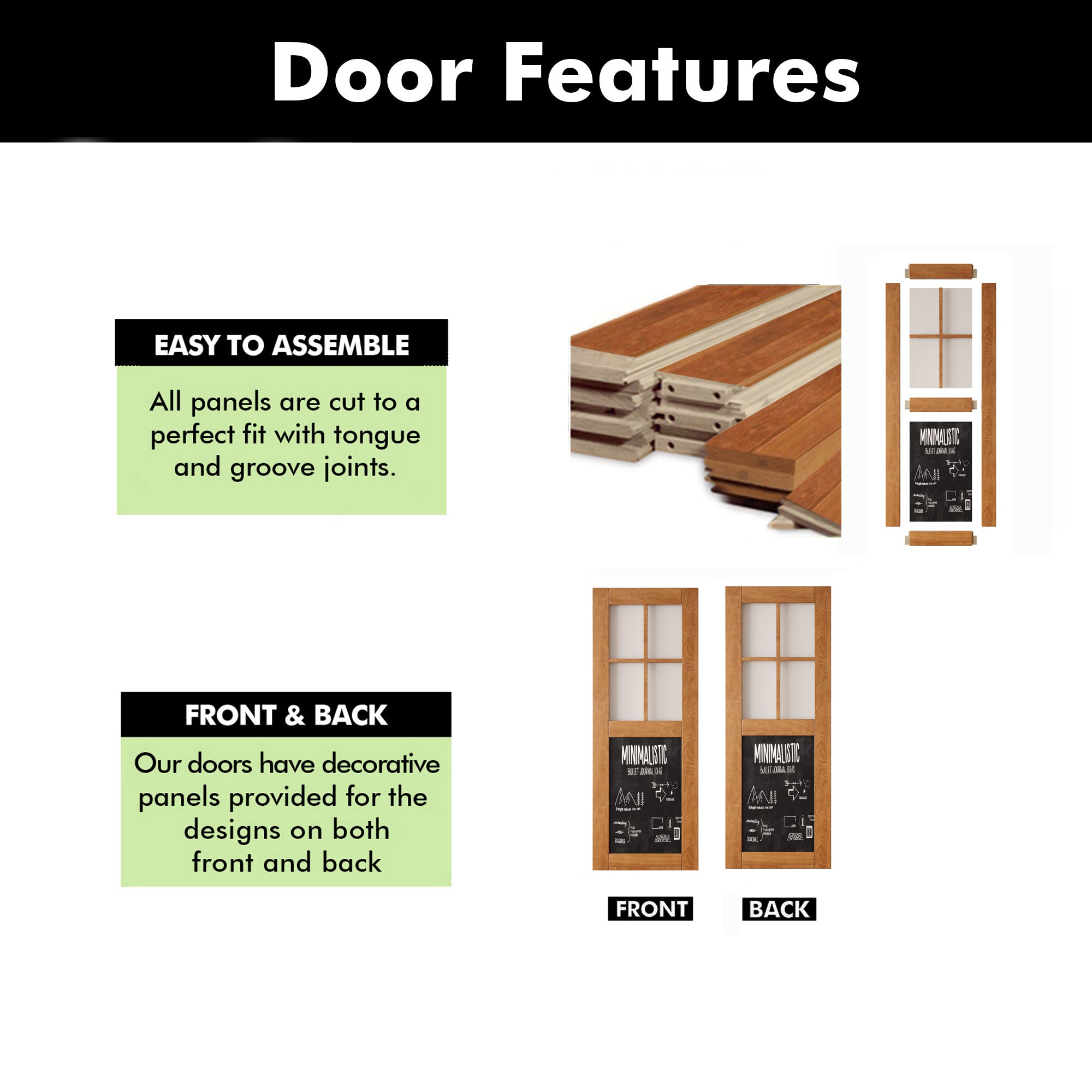 80" Height Early American Half Lite Chalkboard Unassembled & Finished Pine Wood Barn Door (Interior Use Only)